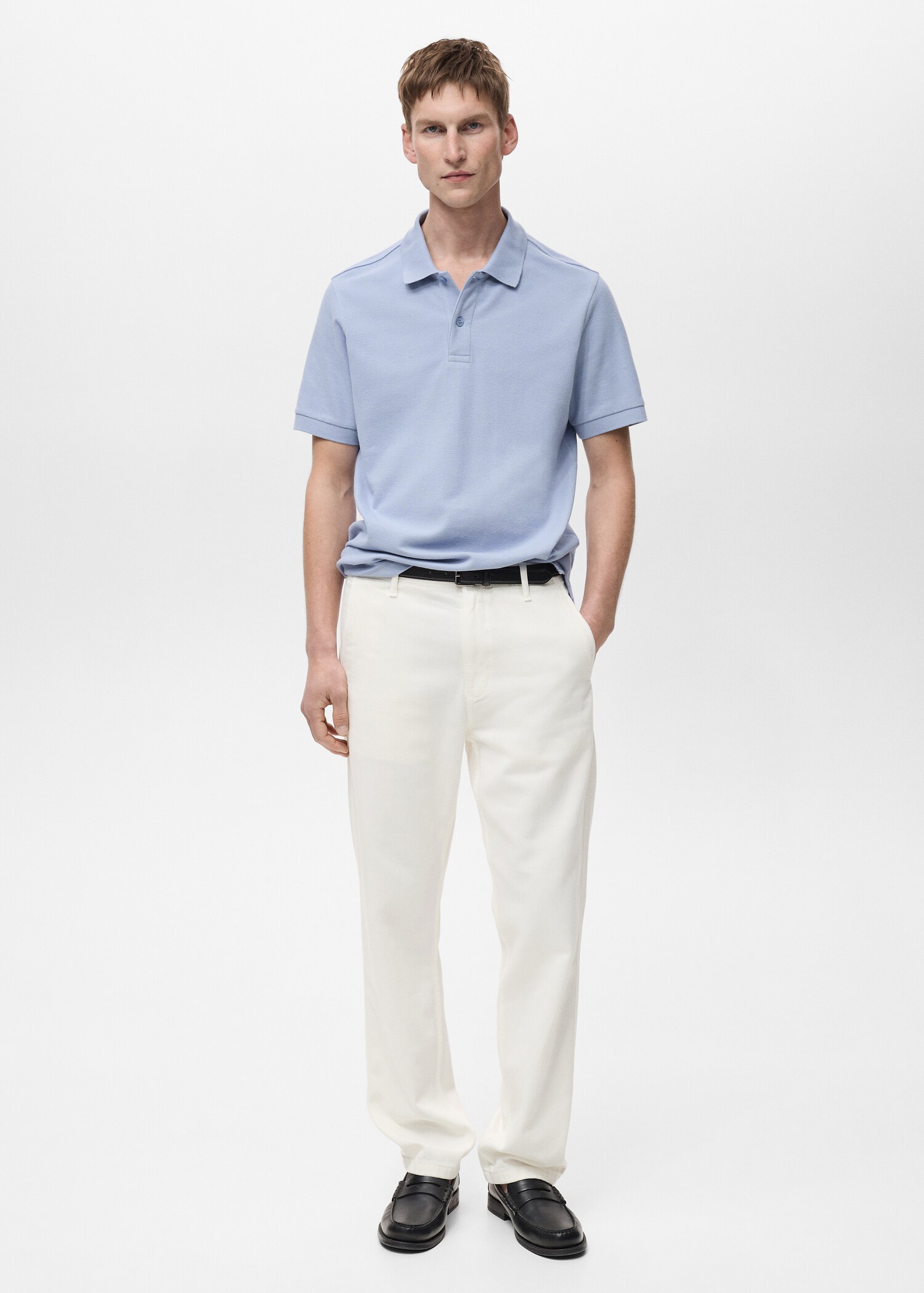 Regular-fit cotton piqué polo shirt - General plane