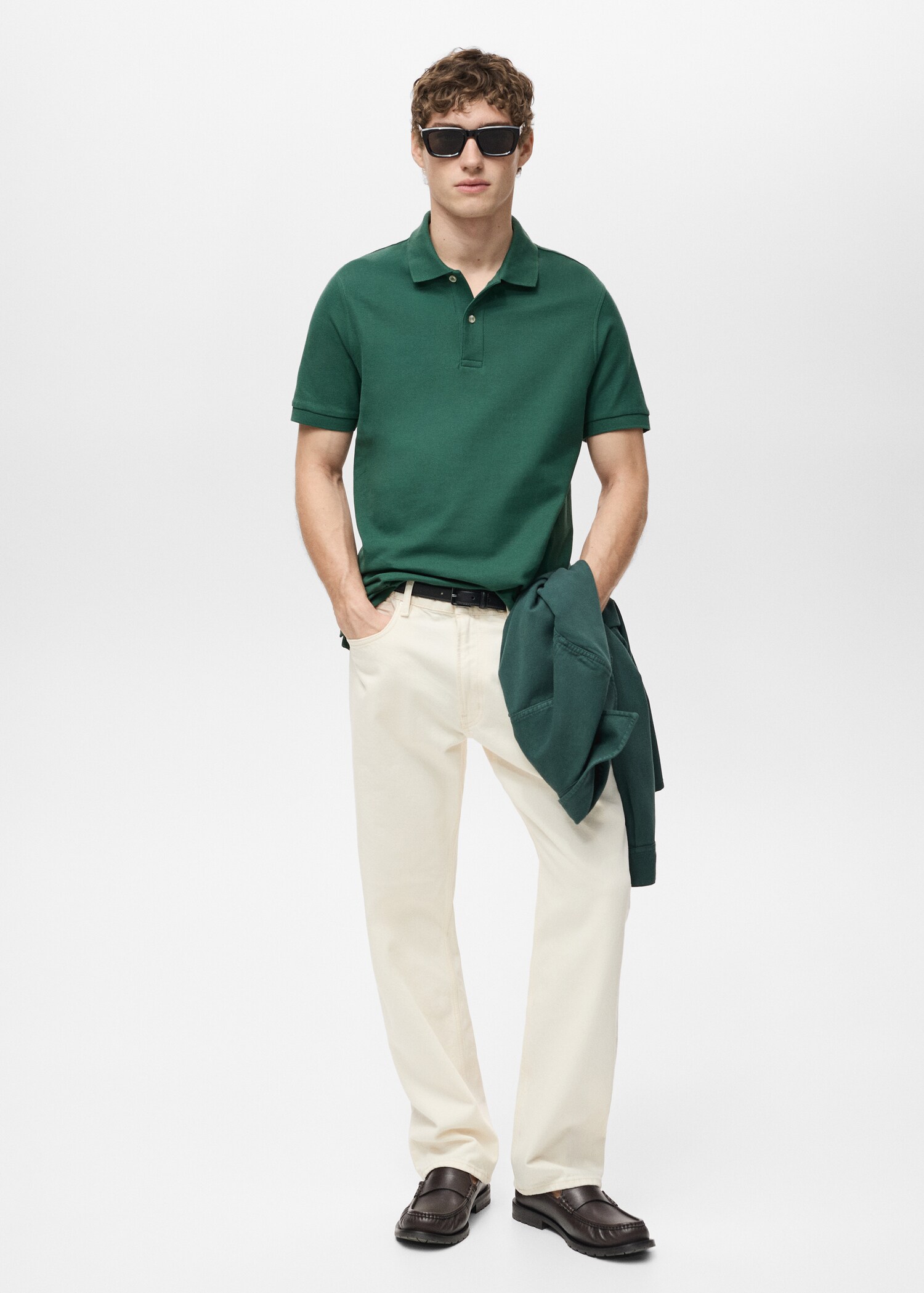 Regular-fit cotton piqué polo shirt - General plane