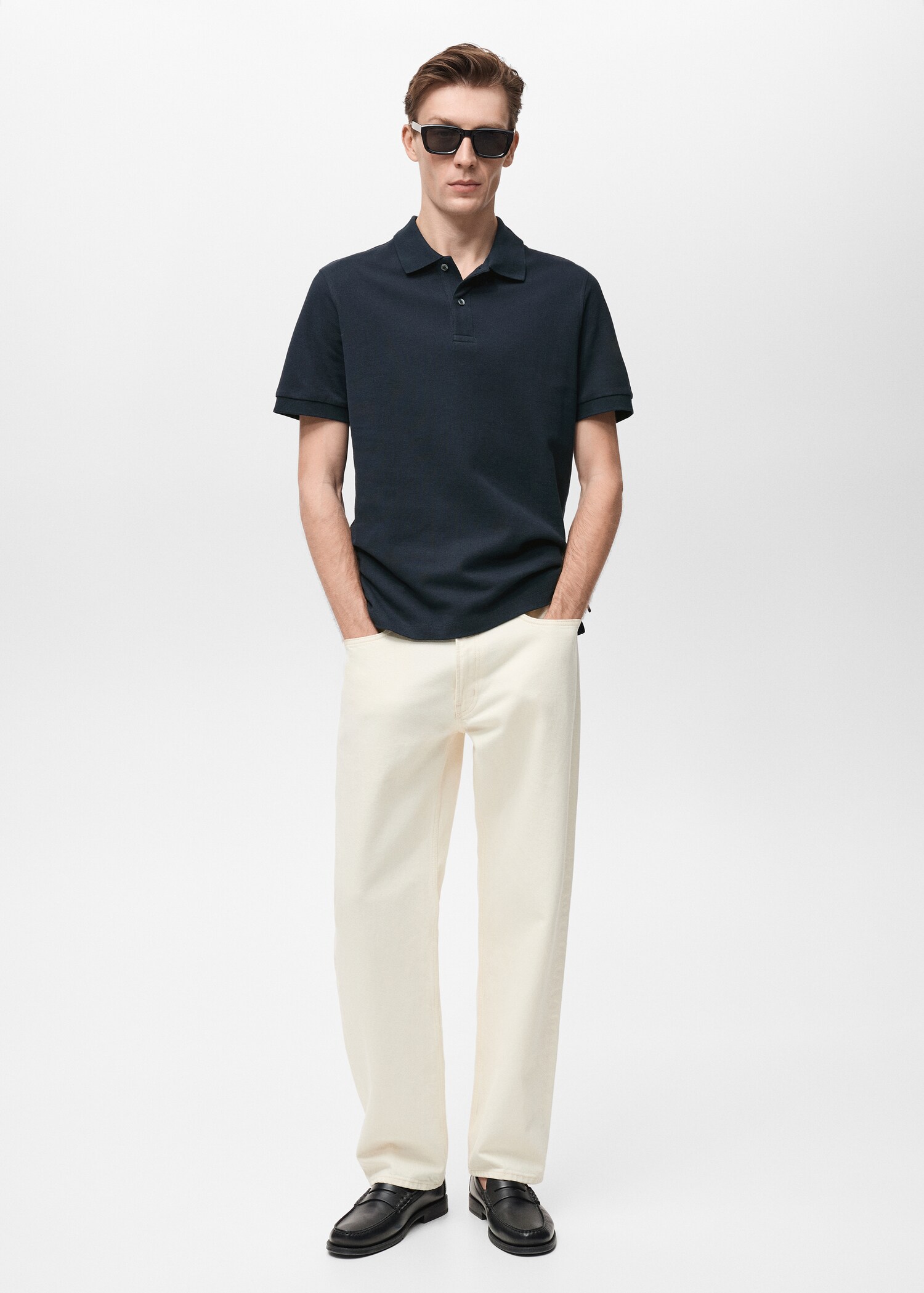 Regular-fit cotton piqué polo shirt - General plane