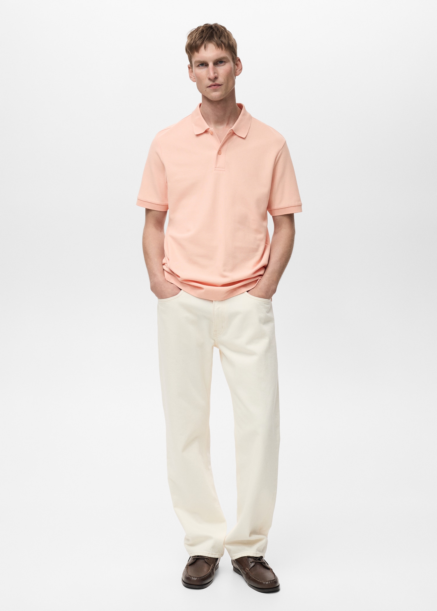 Regular-fit cotton piqué polo shirt - General plane