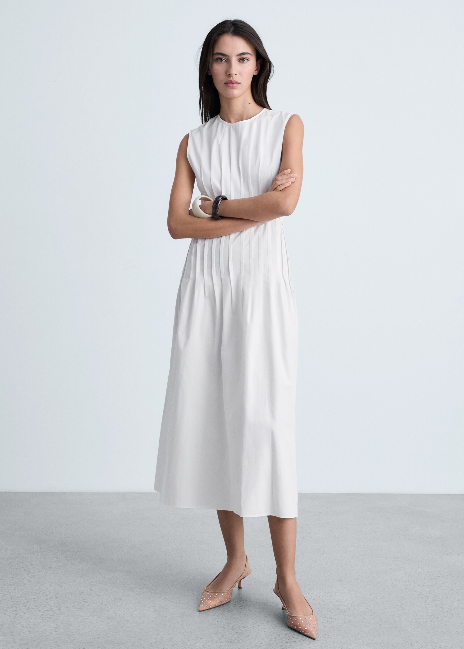 Midikleid aus Baumwolle mit Abnähern - Allgemeine Ansicht