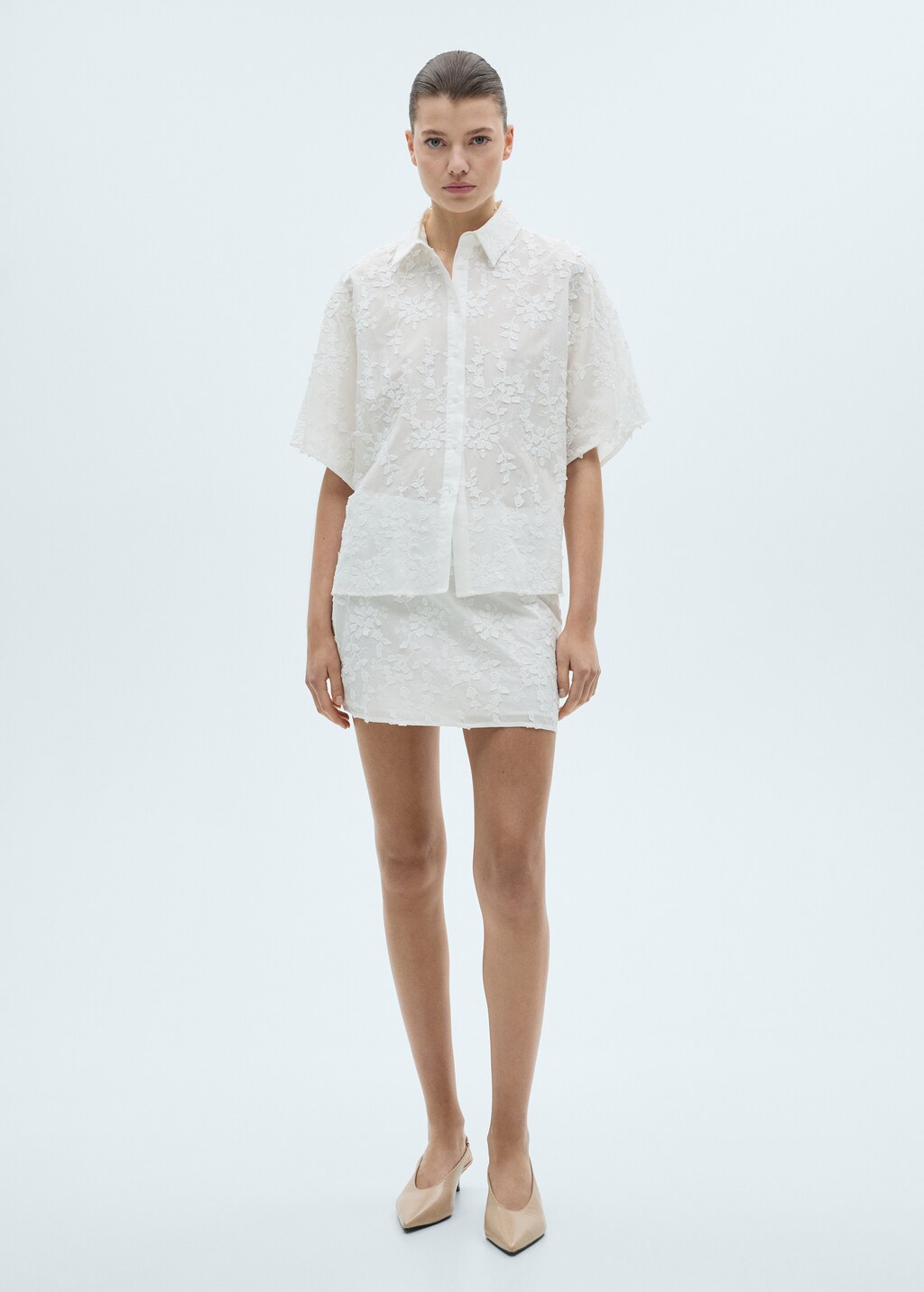 Floral-embroidered cotton skirt - image 2