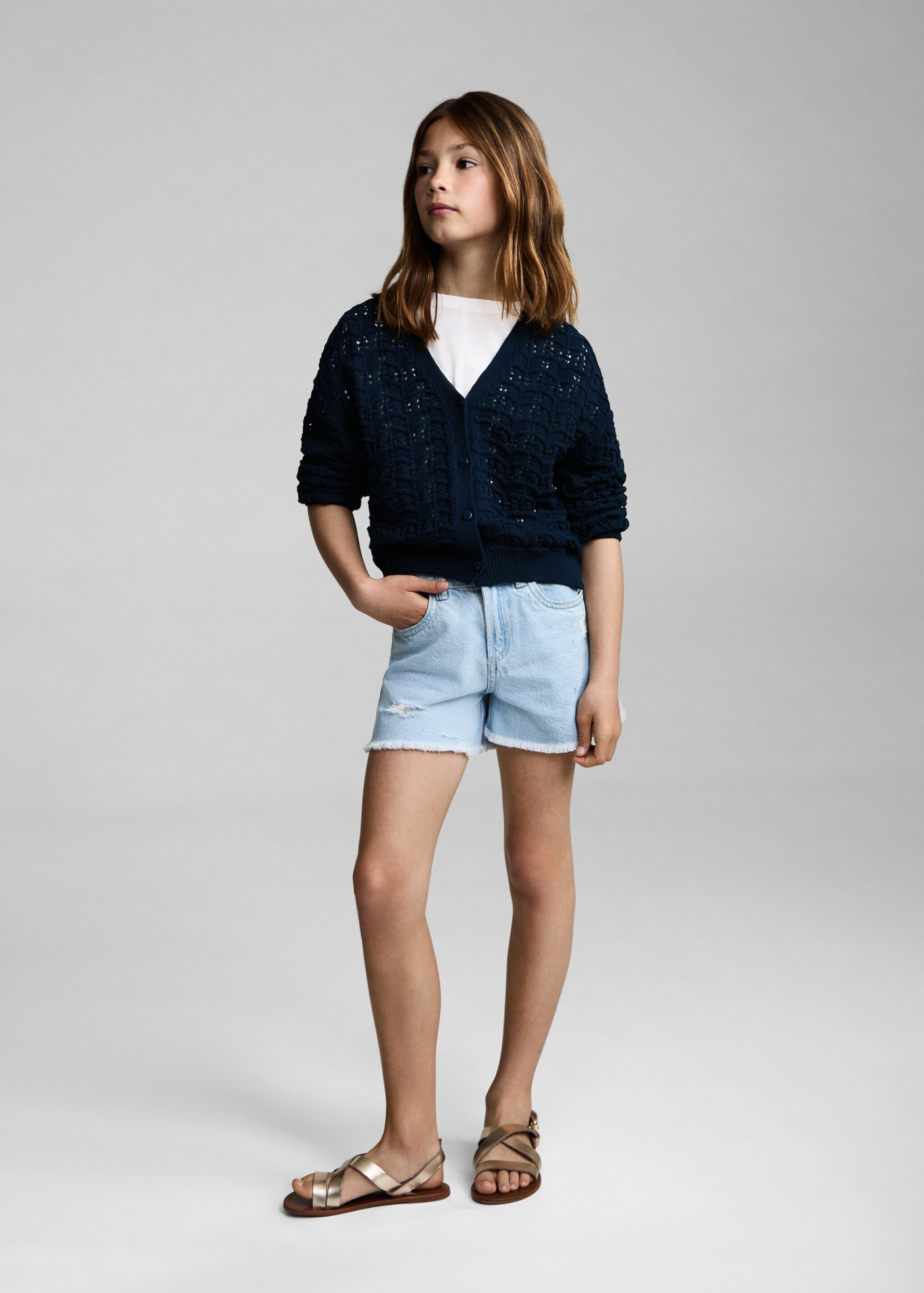 Openwork knit cardigan - General plane