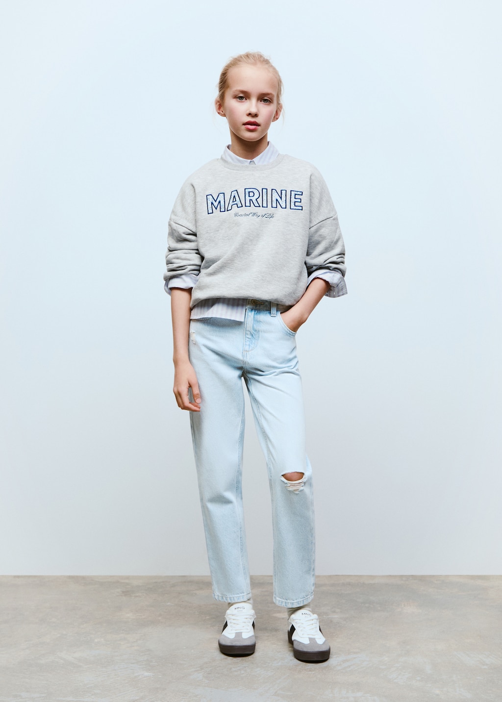 Cotton sweatshirt with embroidered message - Kids | MANGO USA Cotton sweatshirt with embroidered message - Kids | MANGO USA