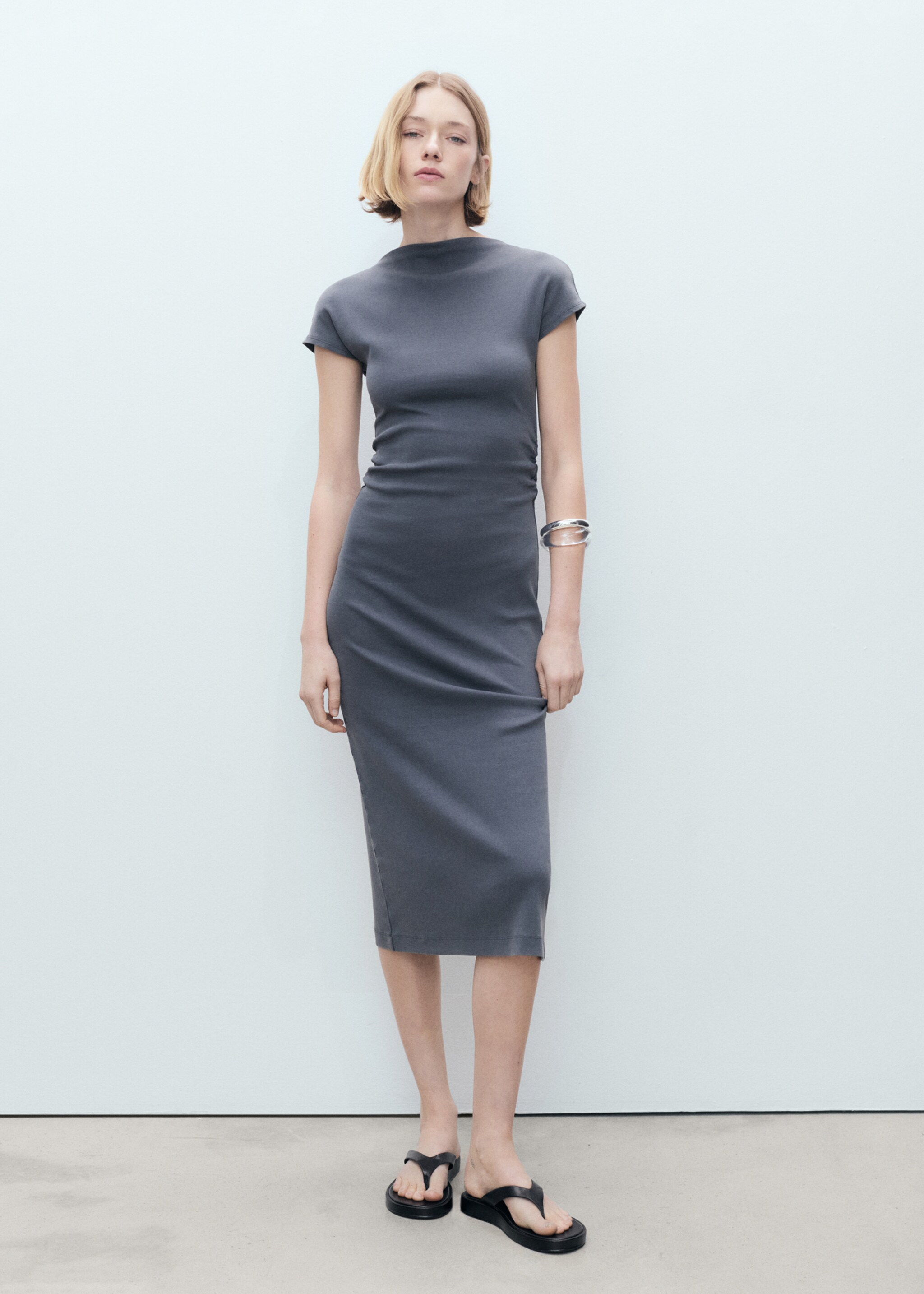 Midi-dress with draped detail - General plane