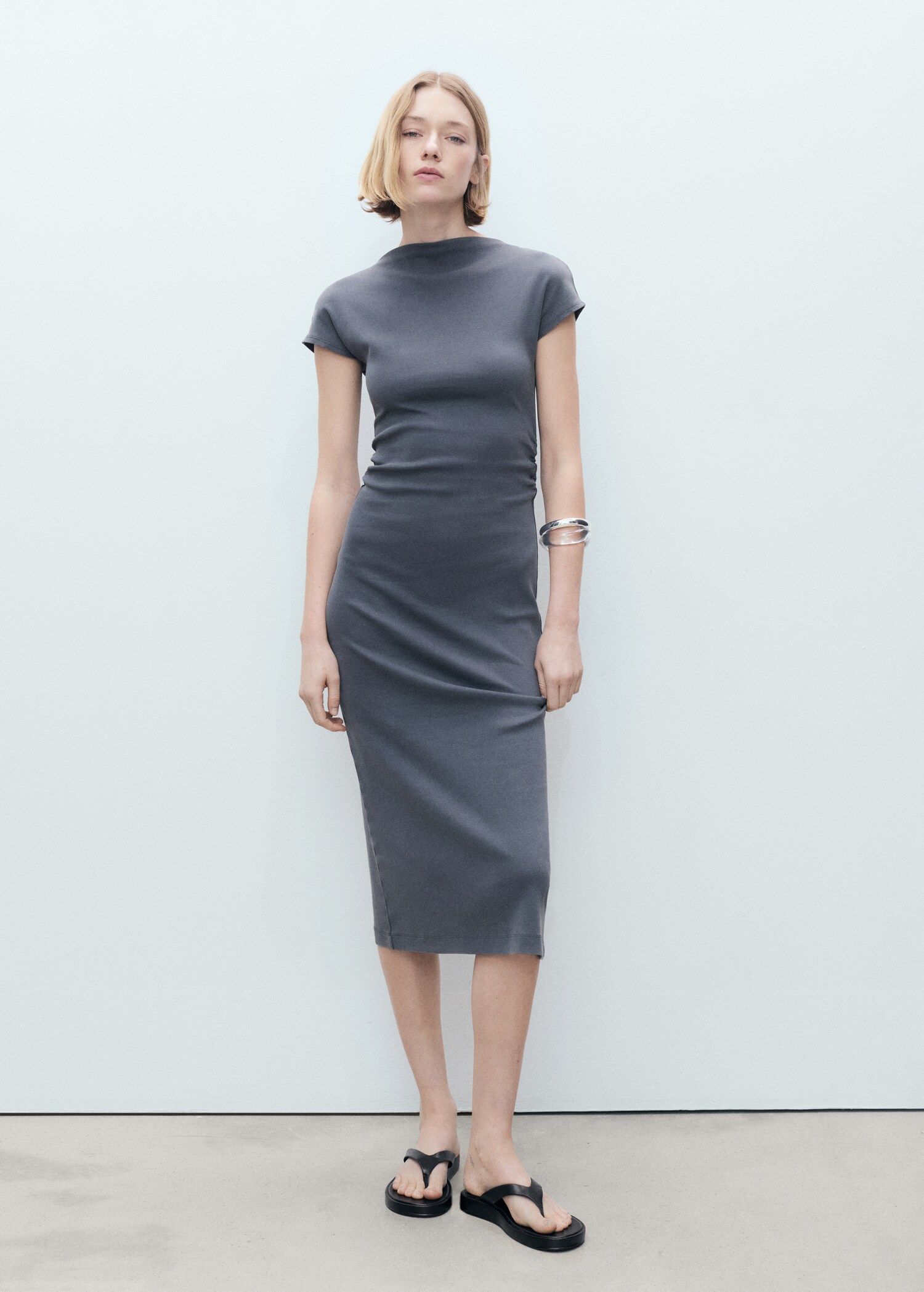 Midi-dress with draped detail - General plane
