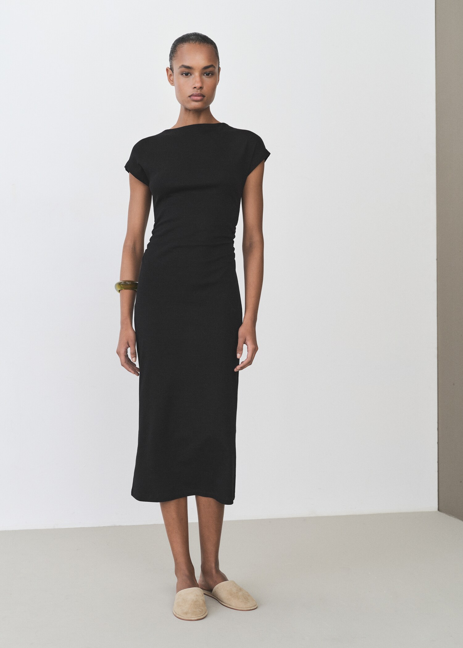 Midi-dress with draped detail - General plane