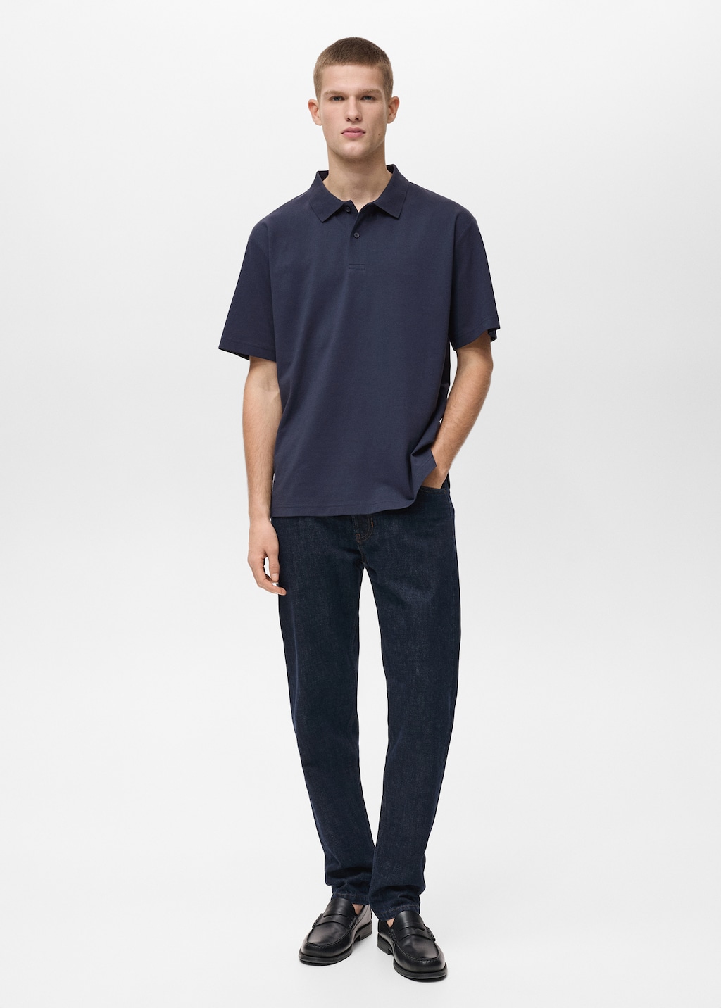 Relaxed-fit cotton piqué polo shirt - Men | MANGO USA