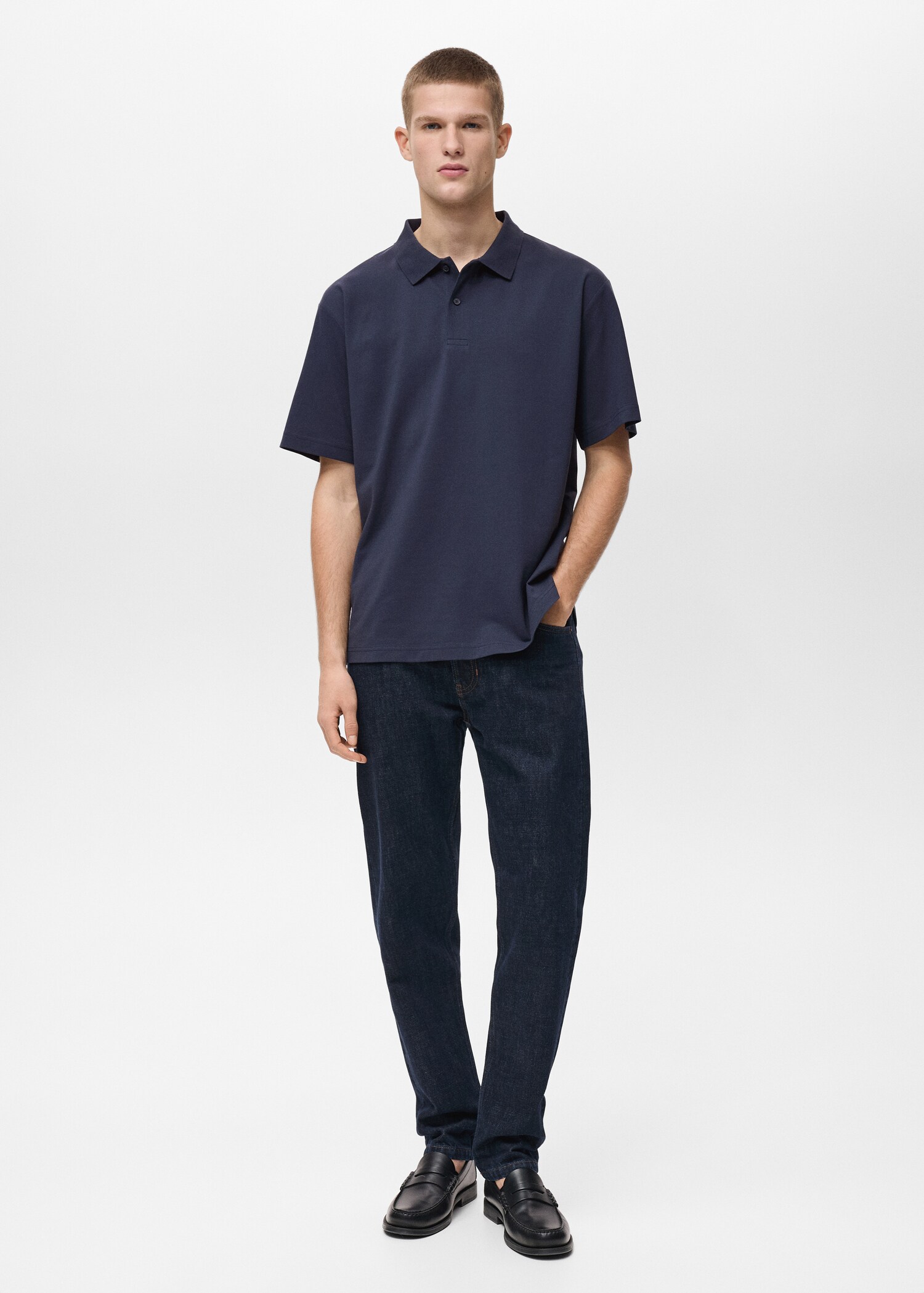 Relaxed-fit cotton piqué polo shirt - General plane