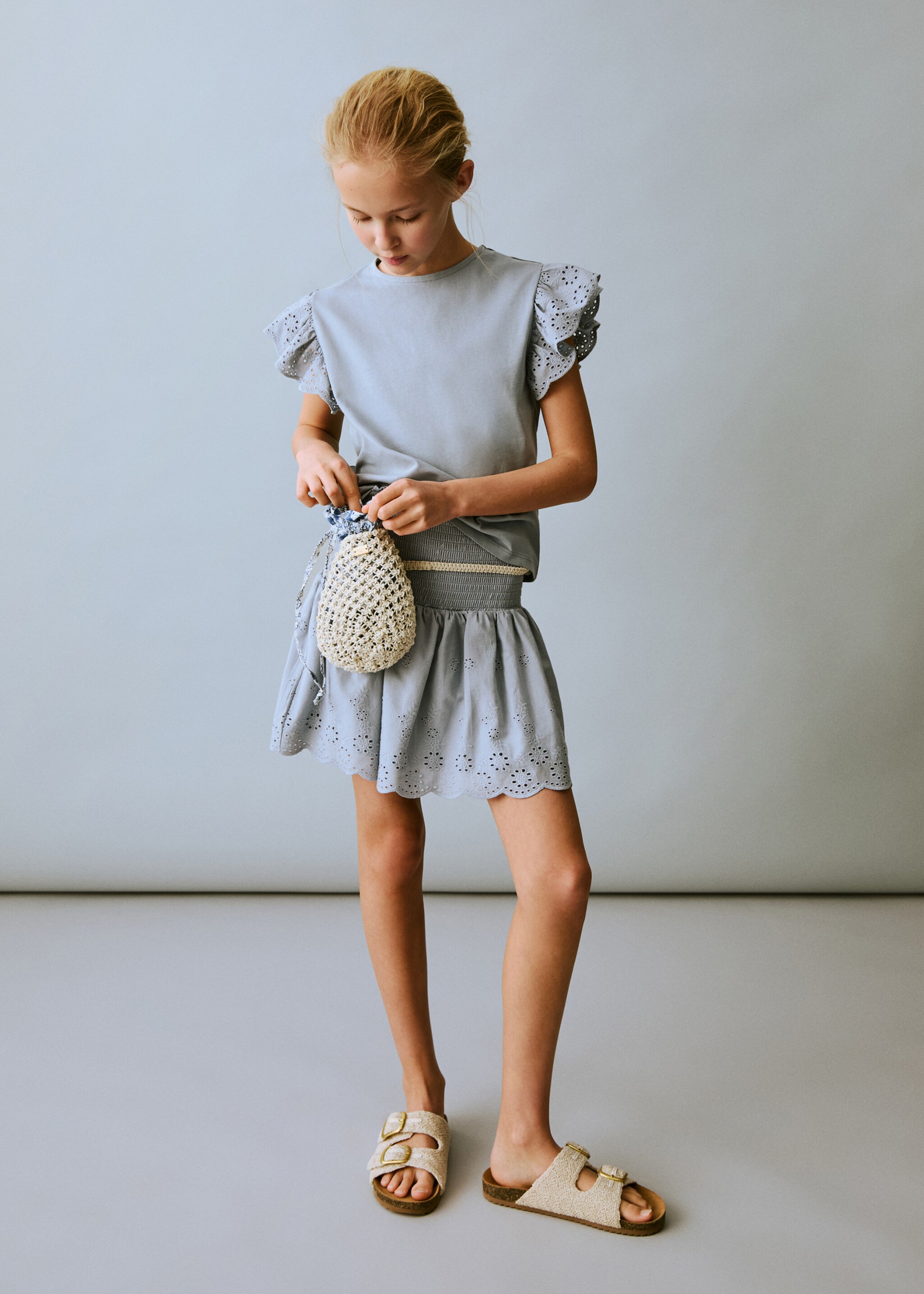 Swiss-embroidered ruffled skirt - General plane