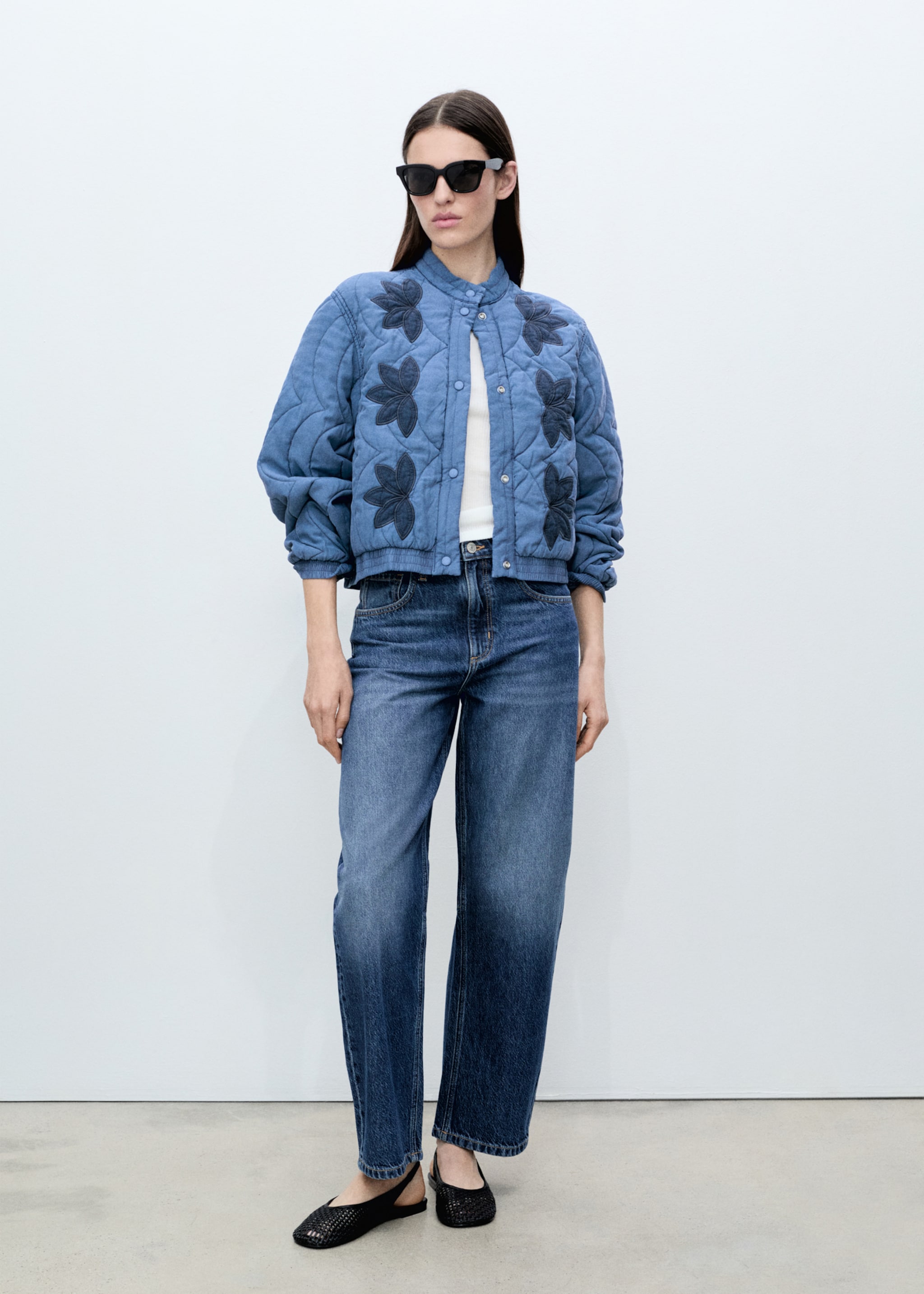 Veste matelassée broderie à fleurs - Plan général