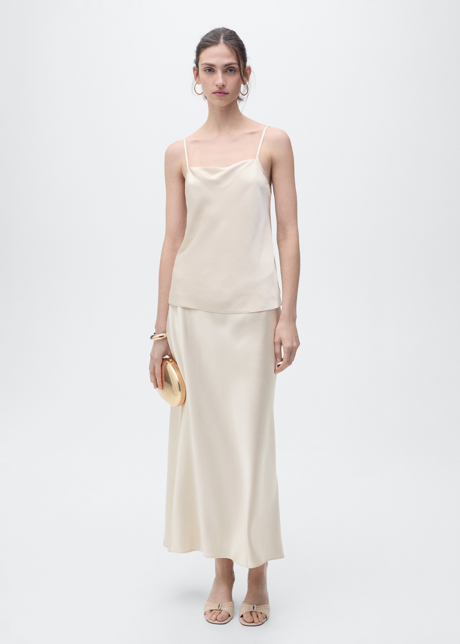 Midi satin skirt - General plane