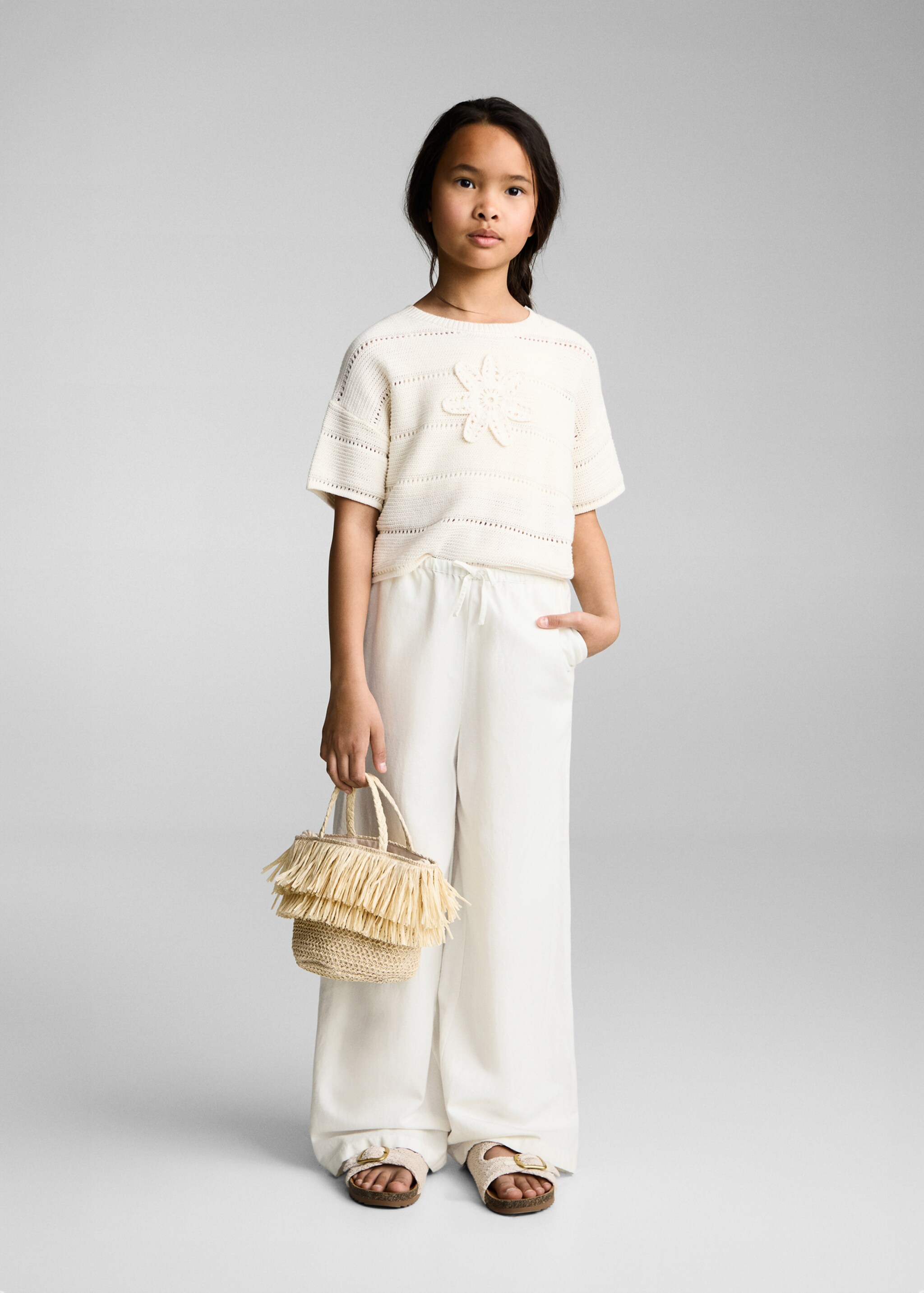 Cotton linen-blend trousers - General plane
