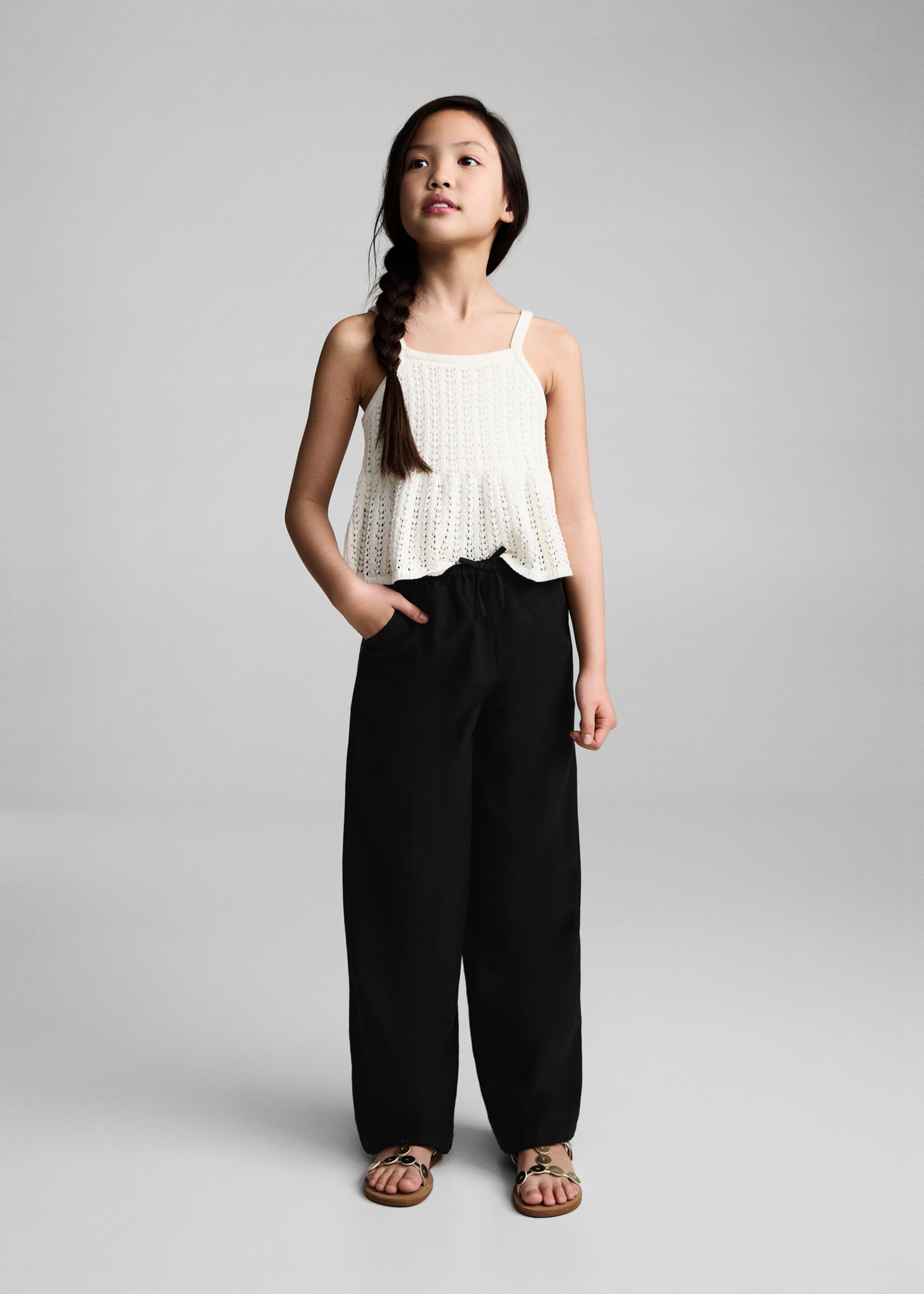Cotton linen-blend trousers - General plane