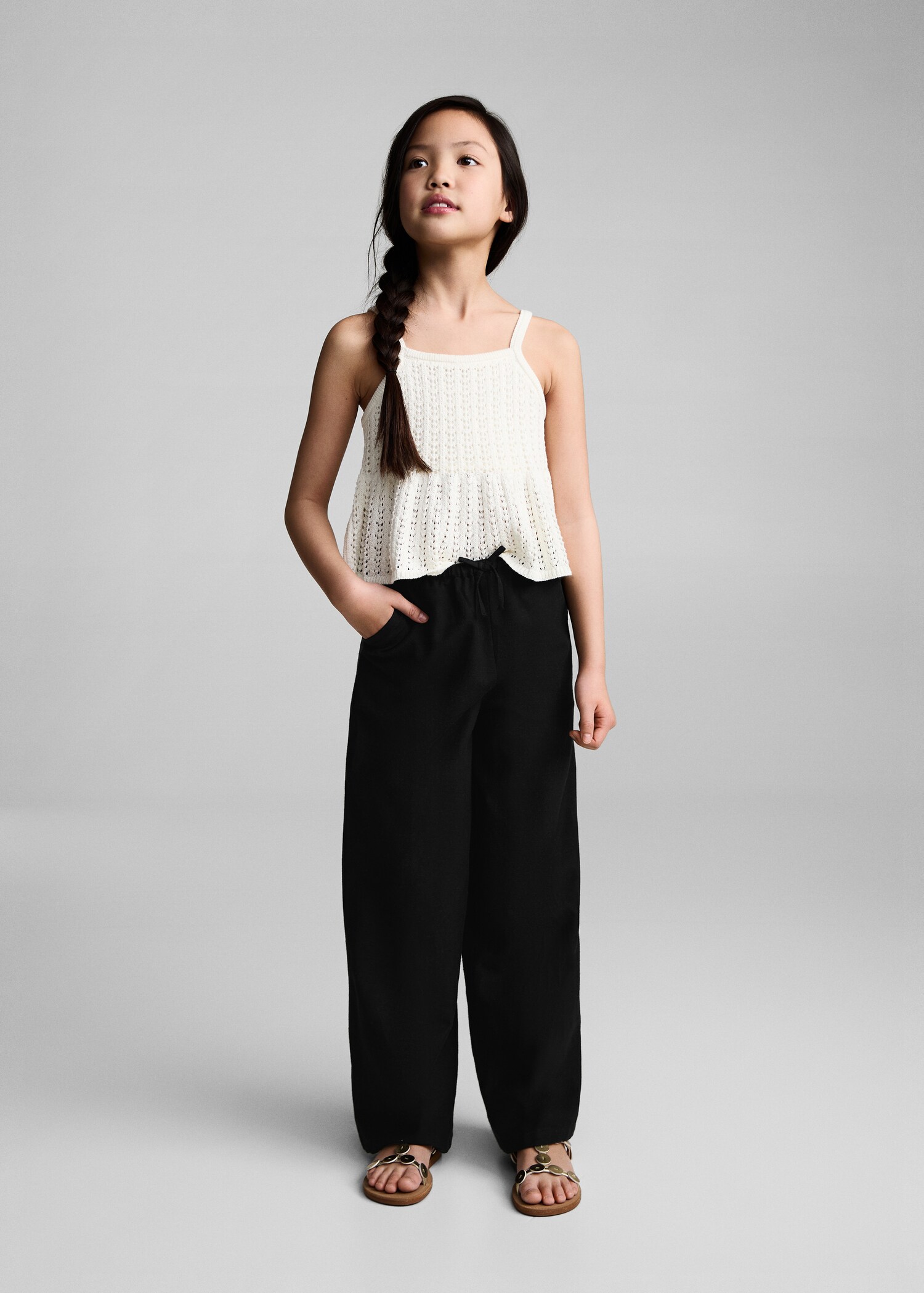 Cotton linen-blend trousers - General plane