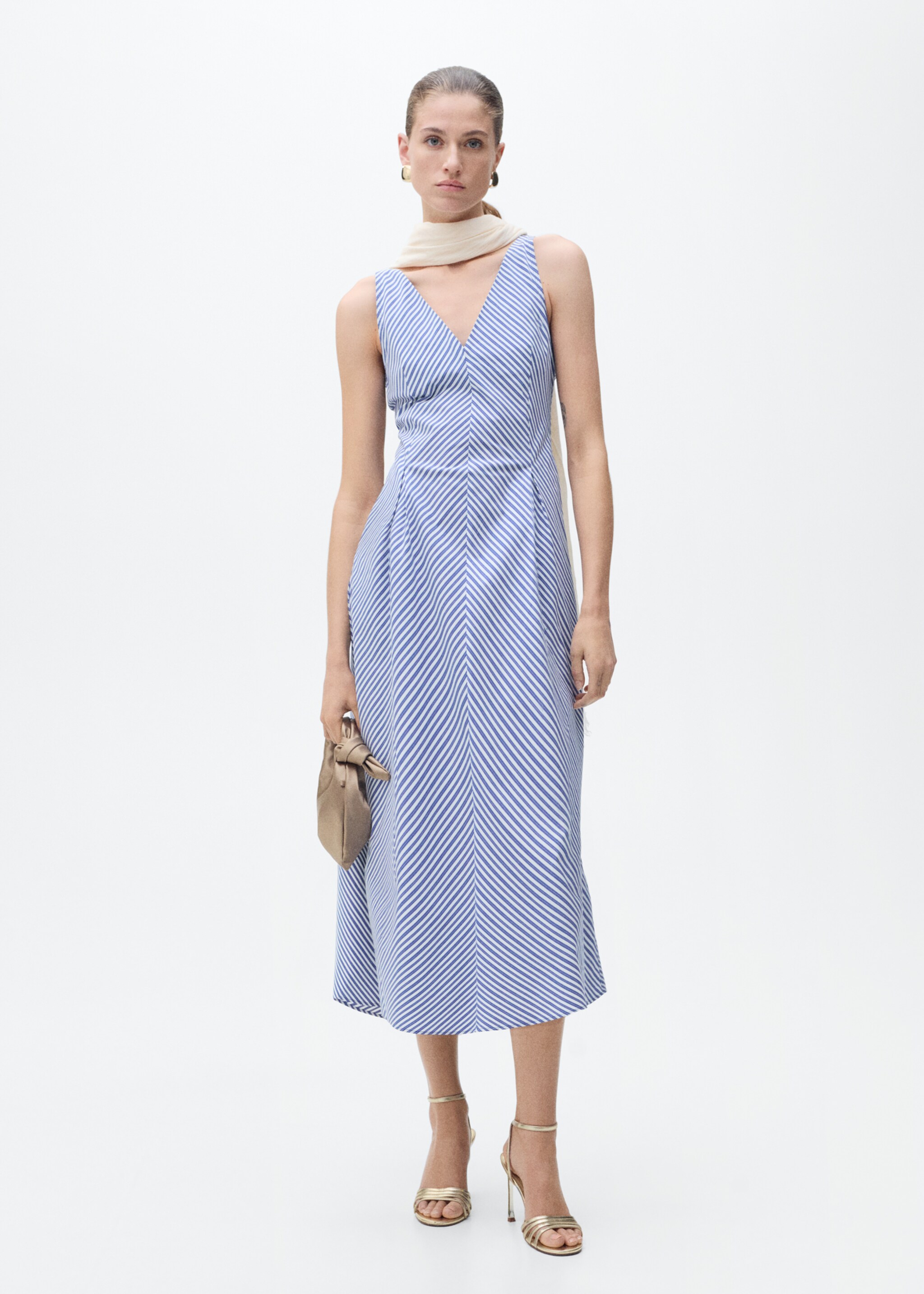Striped flared midi-dress - General plane