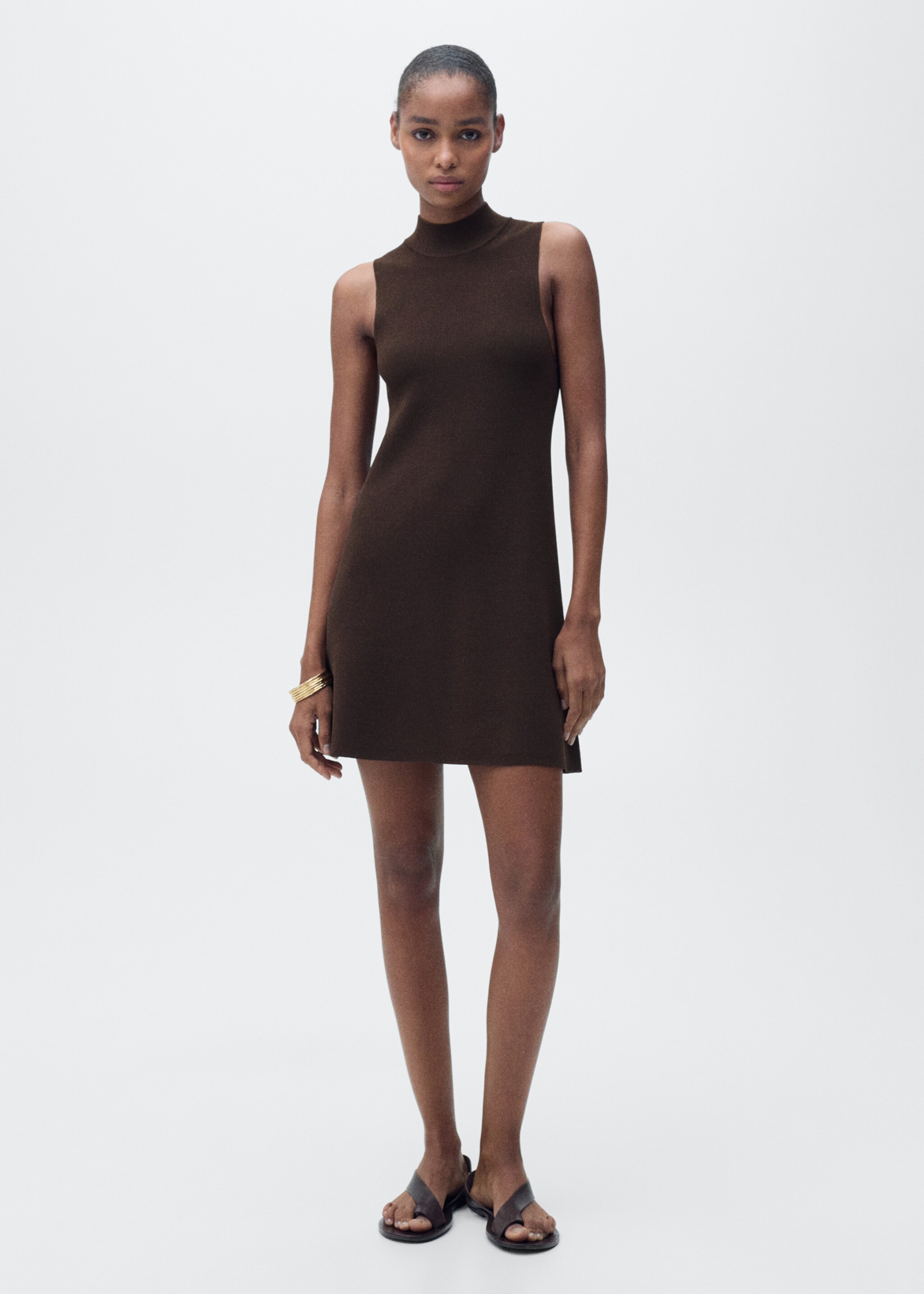 Perkins-neck knitted dress - General plane