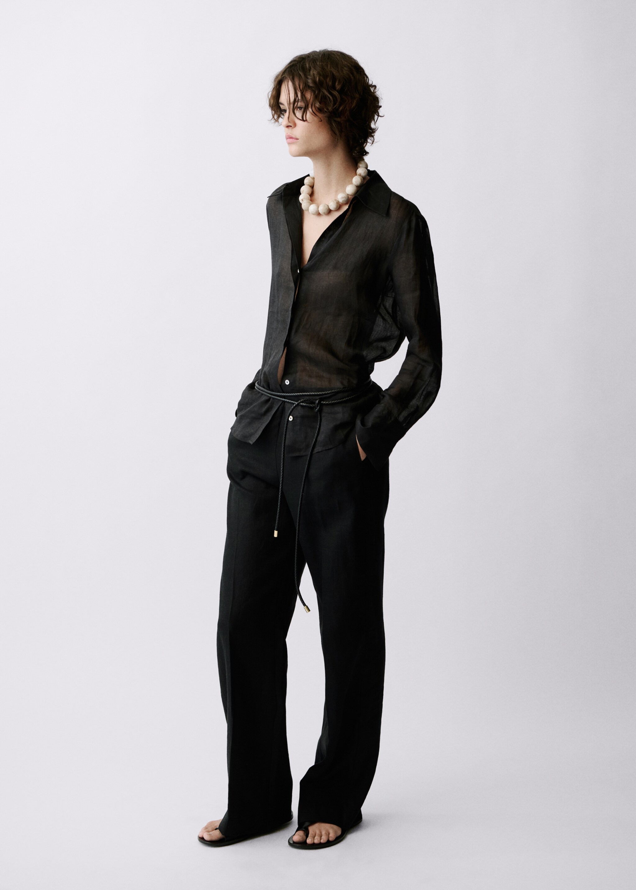 Pantalon droit lin nœud - Plan général