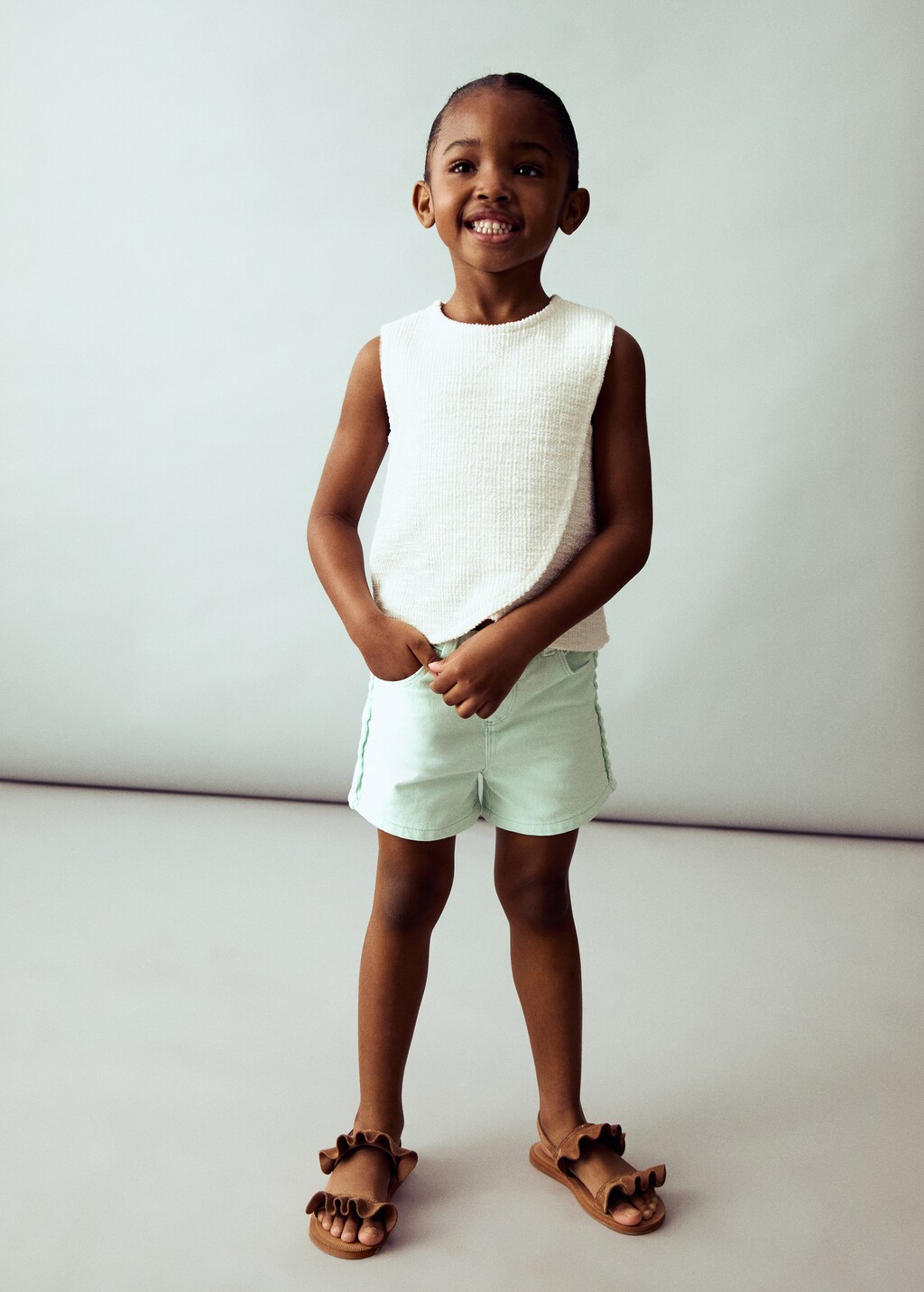 Denim shorts with side detail