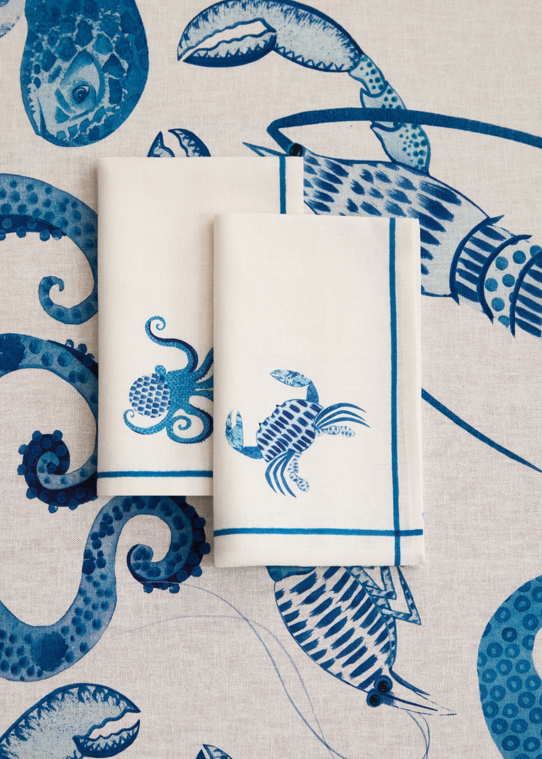 Servilletas lino estampado marino - Plano general