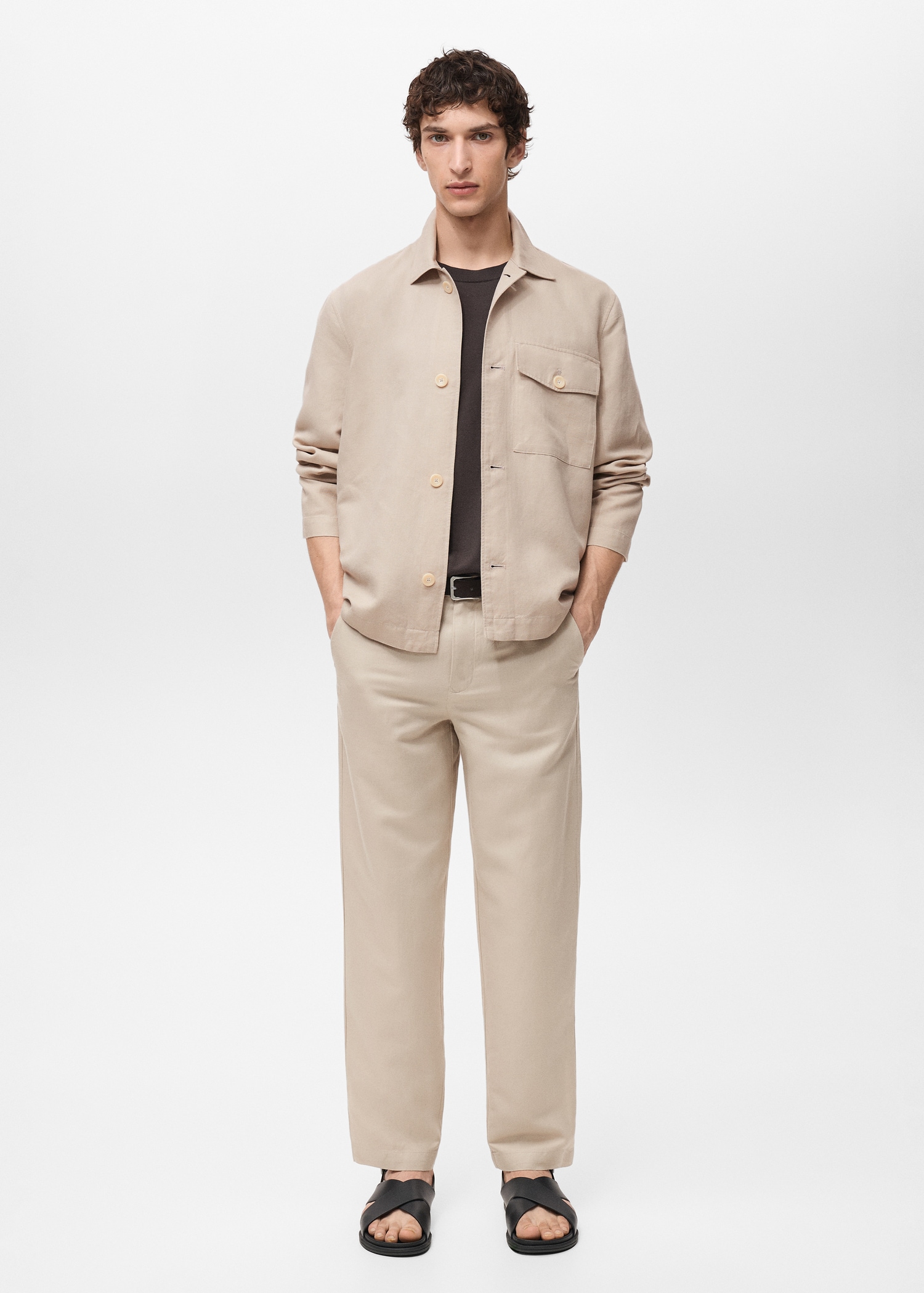 Straight-fit linen overshirt - General plane