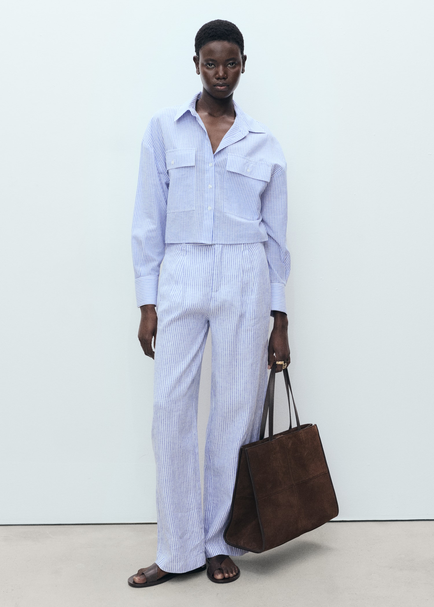Striped cropped shirt with pockets - General plane
