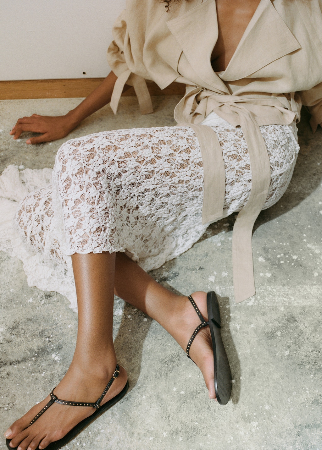 Leather sandals with mini studs