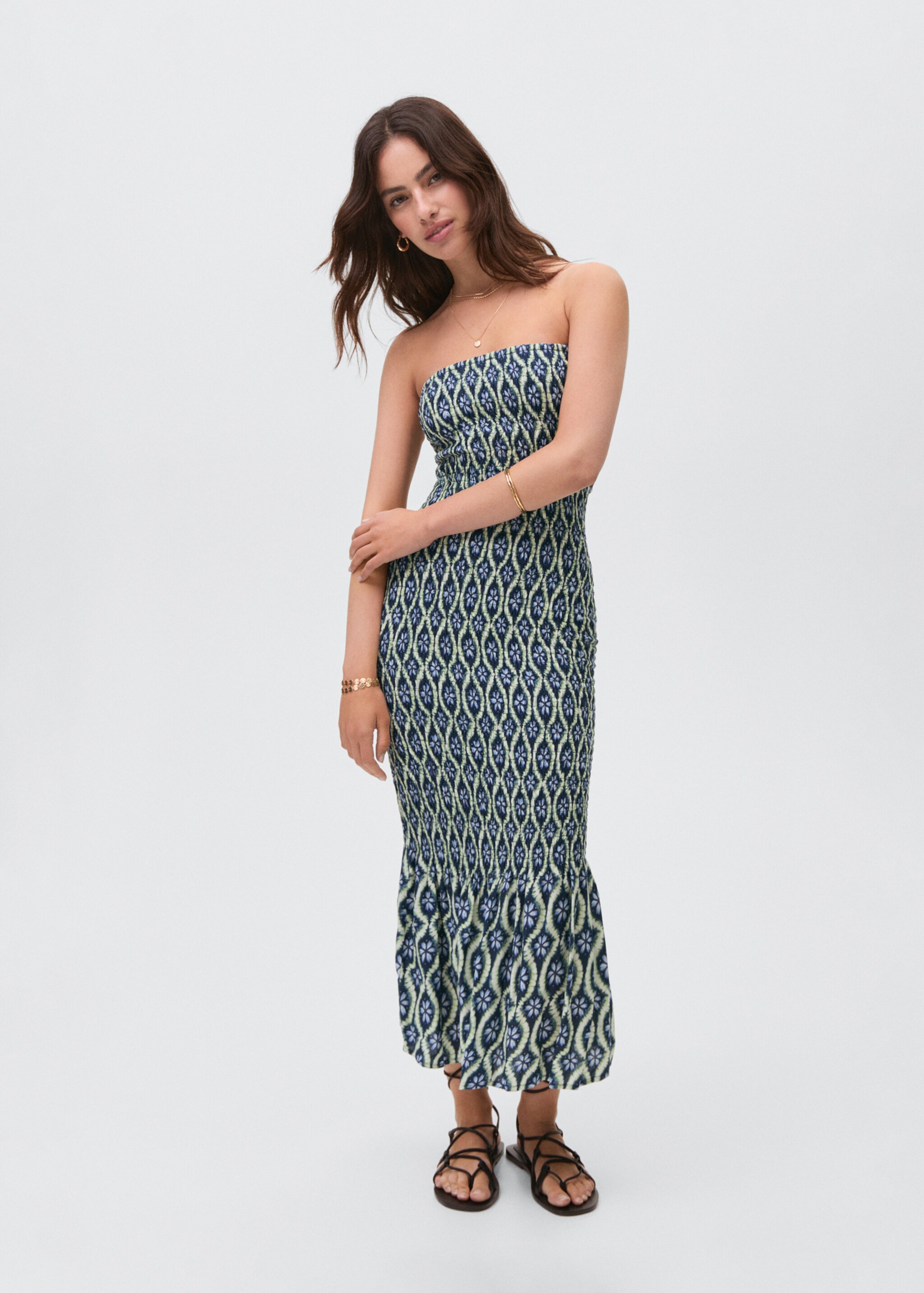 Strapless printed dress - General plane