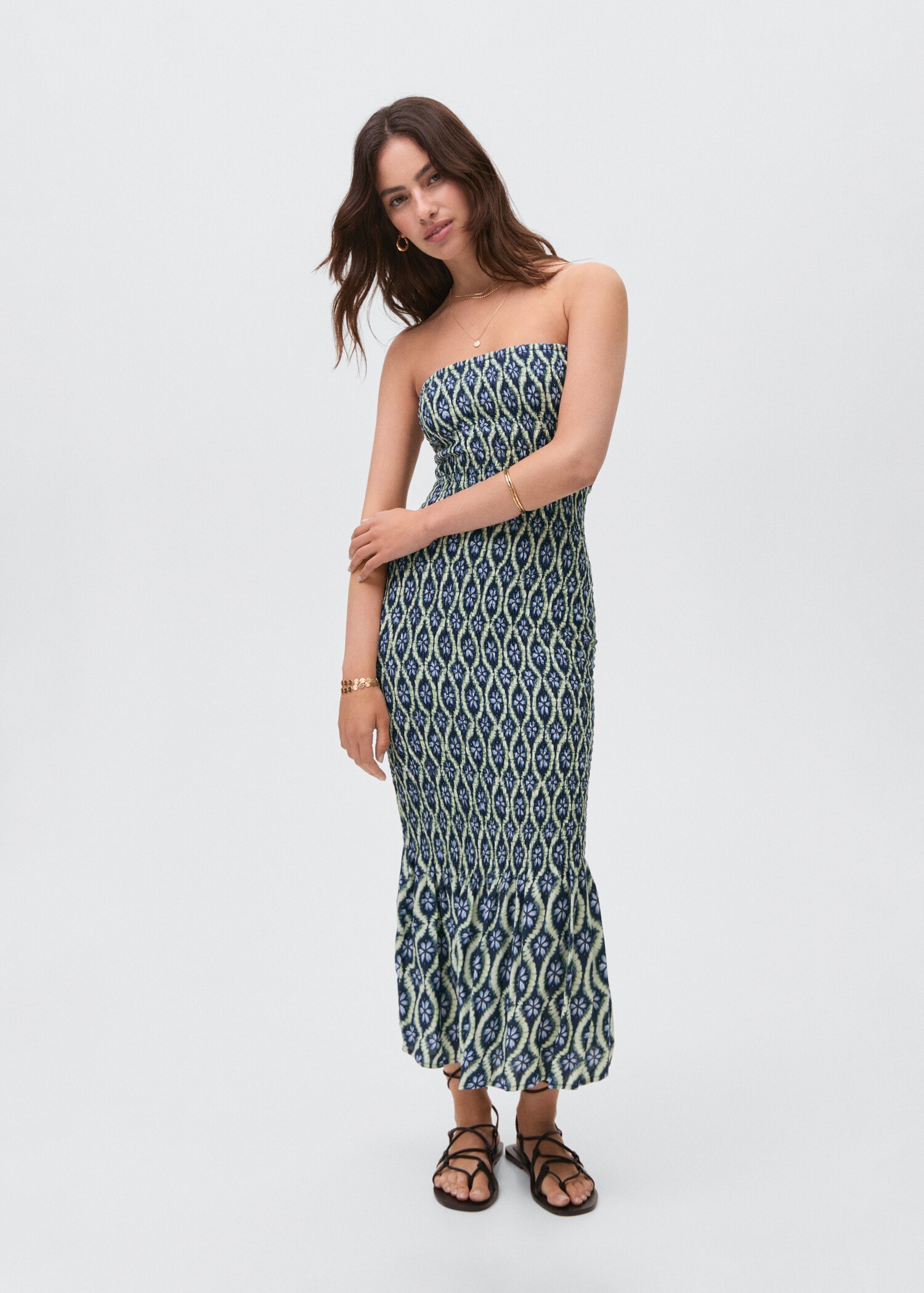 Strapless printed dress - General plane