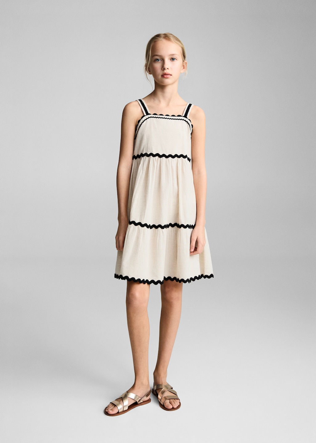 Linen dress with wave design - Kids | MANGO USA