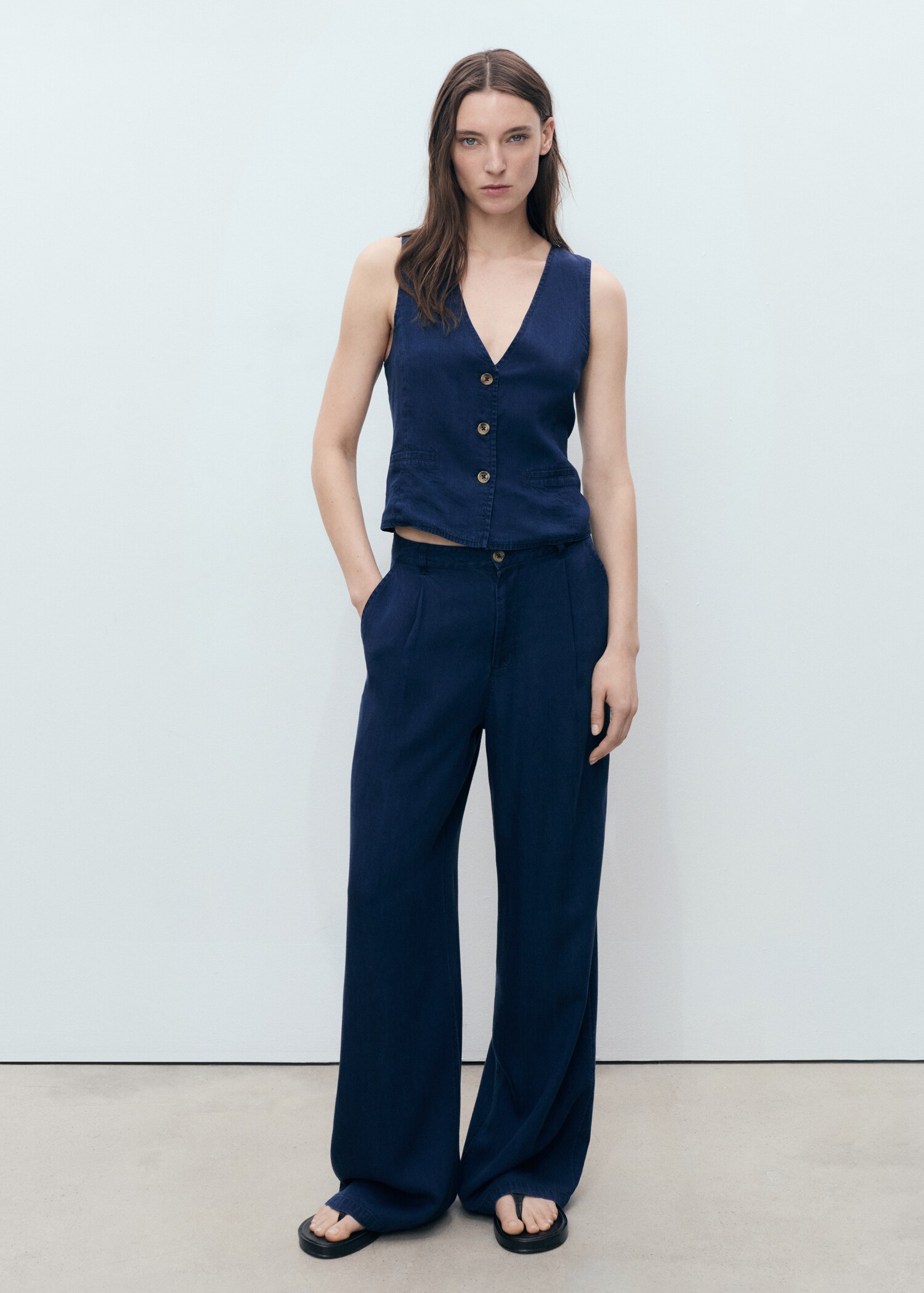 Lyocell-Weste mit Denim-Effekt - Allgemeine Ansicht