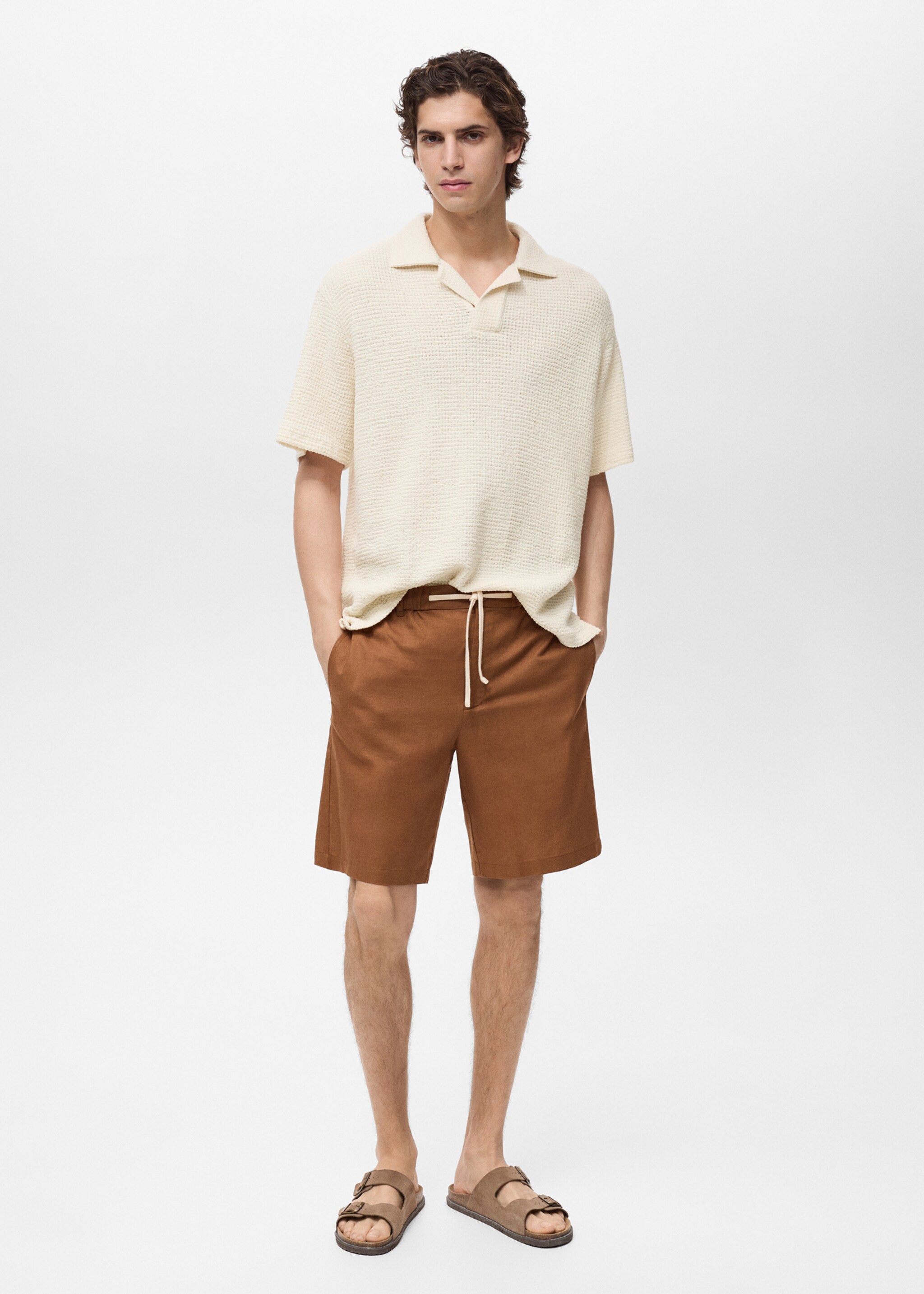Crochet cotton polo shirt - General plane