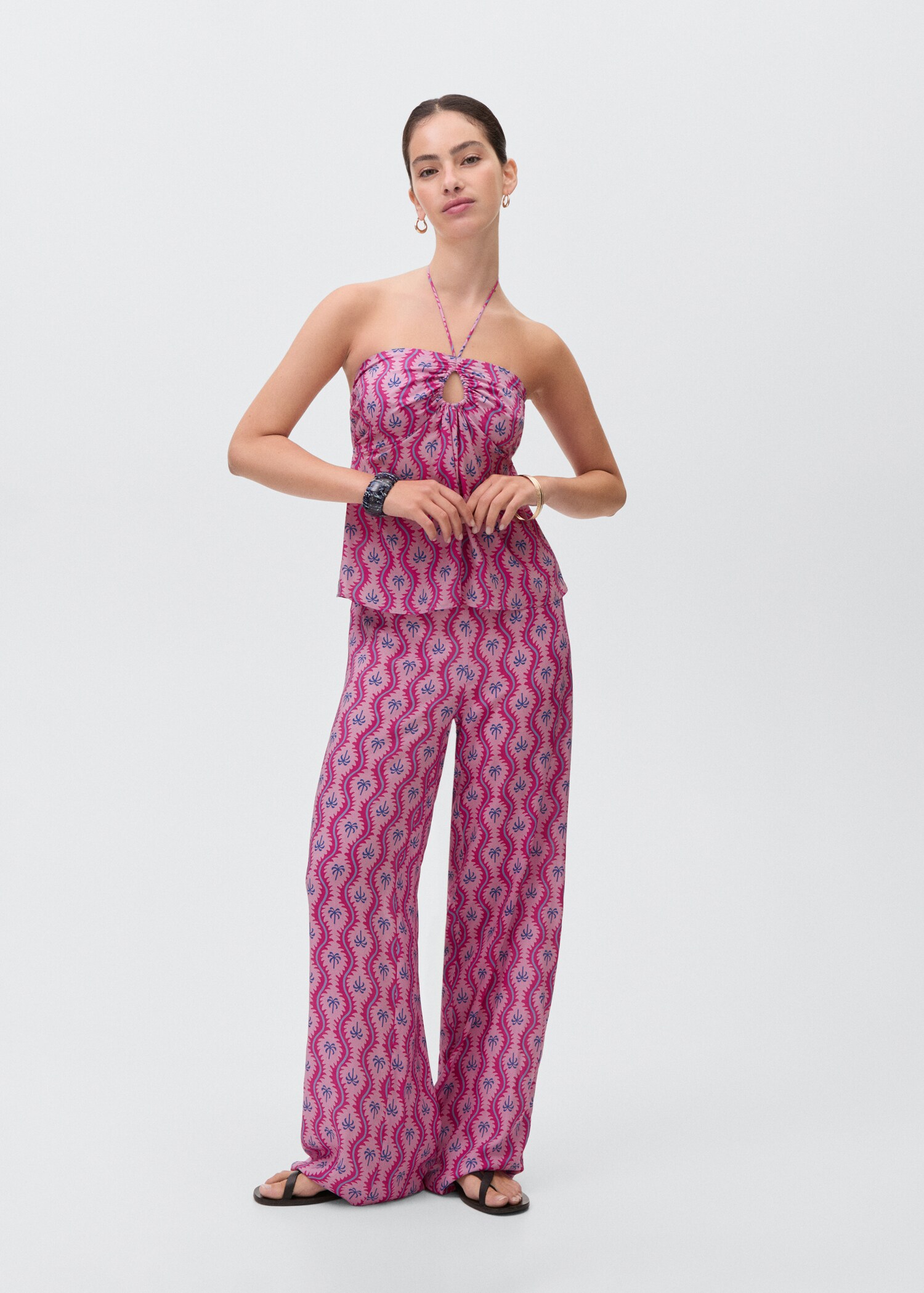 Broek met palmbomenprint - Overzichtstekening