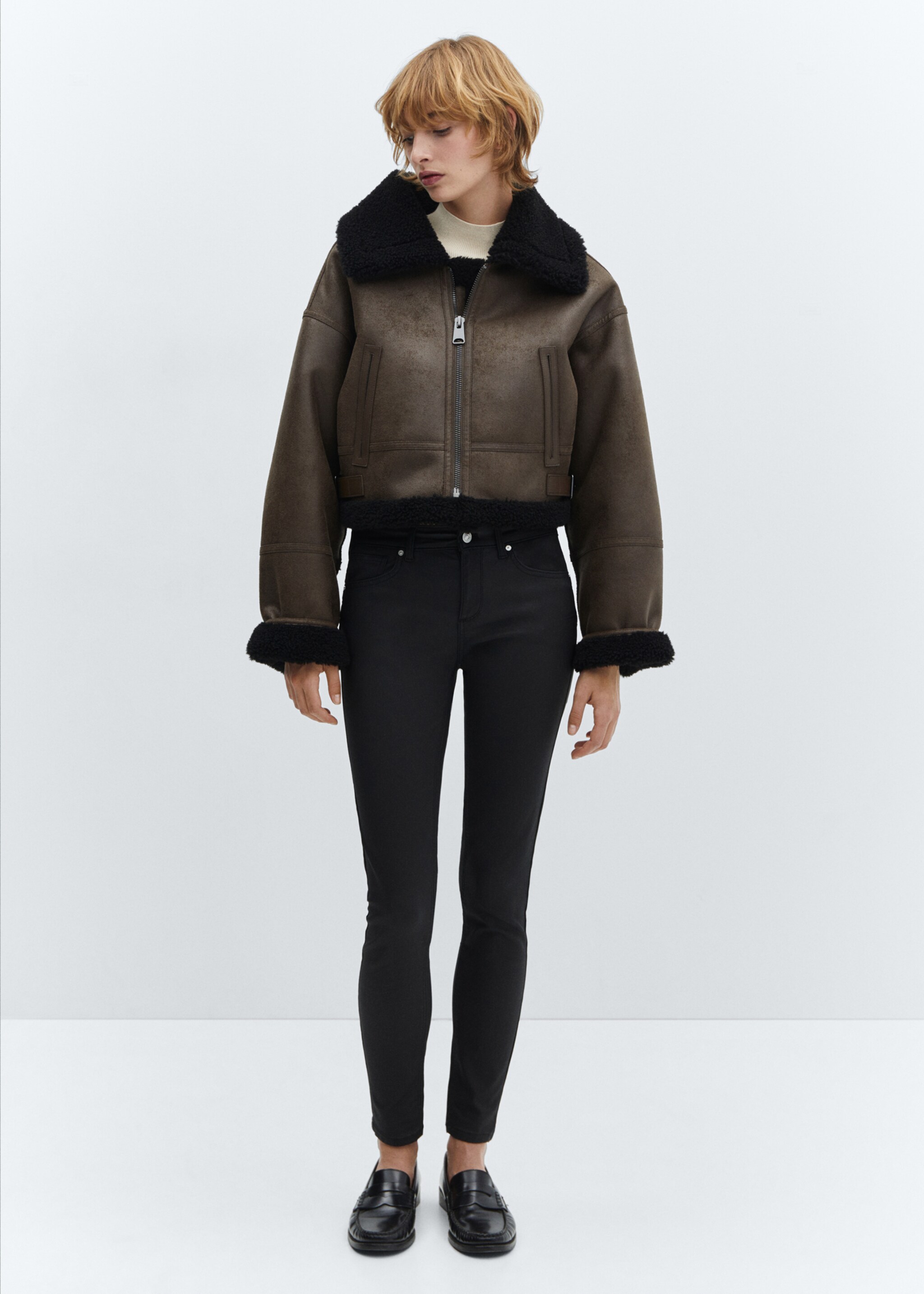 Waxed push-up skinny jeans - General plane