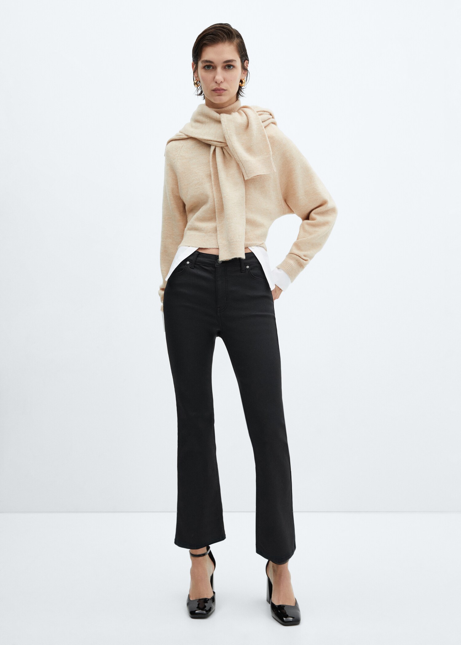 Sienna waxed flared cropped jeans - General plane