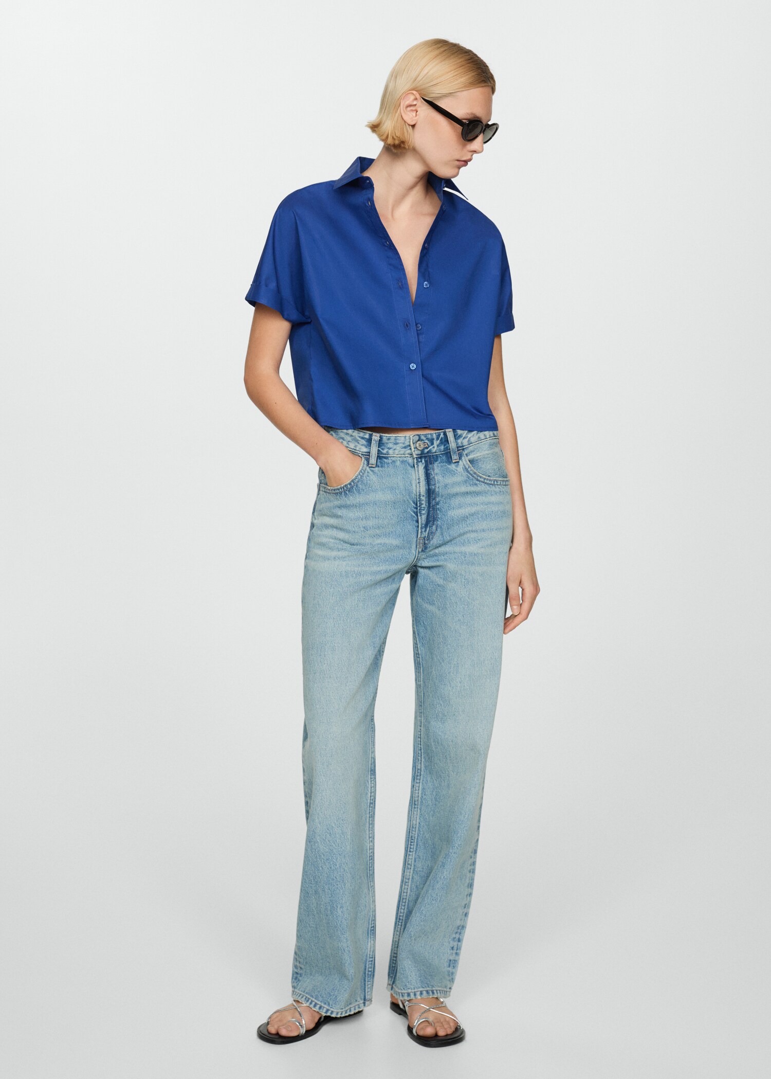 100% cotton crop shirt - General plane