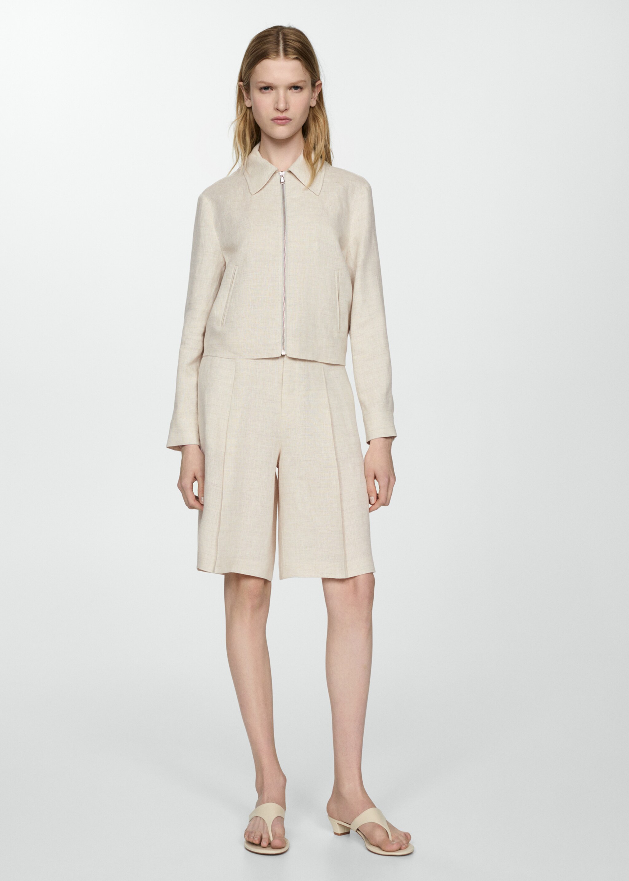 100% linen jacket with zip - General plane