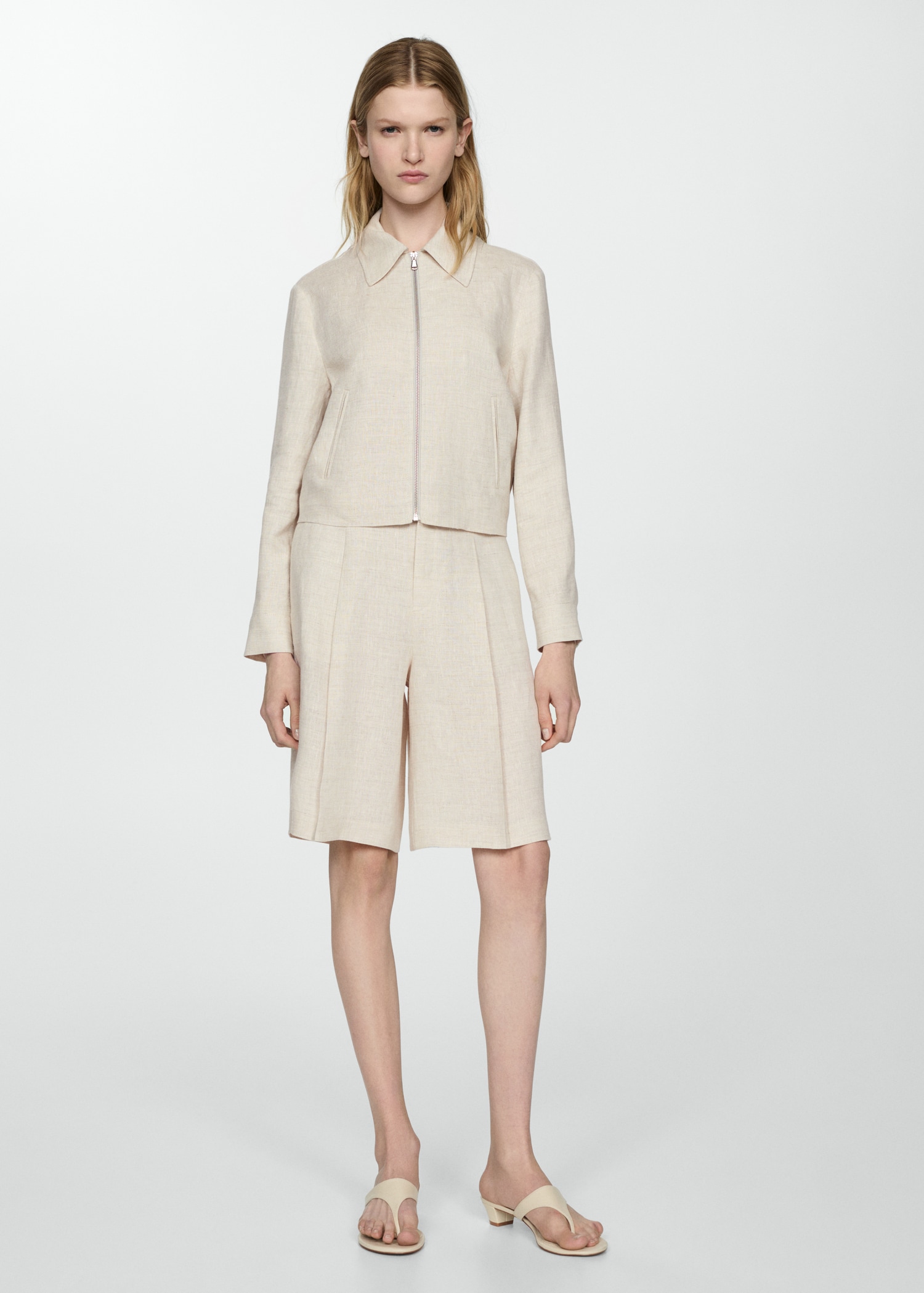 100% linen jacket with zip - General plane