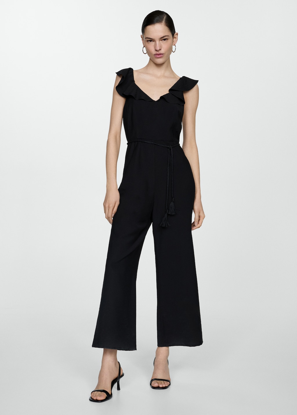 Long jumpsuit with tassel belt - image 2