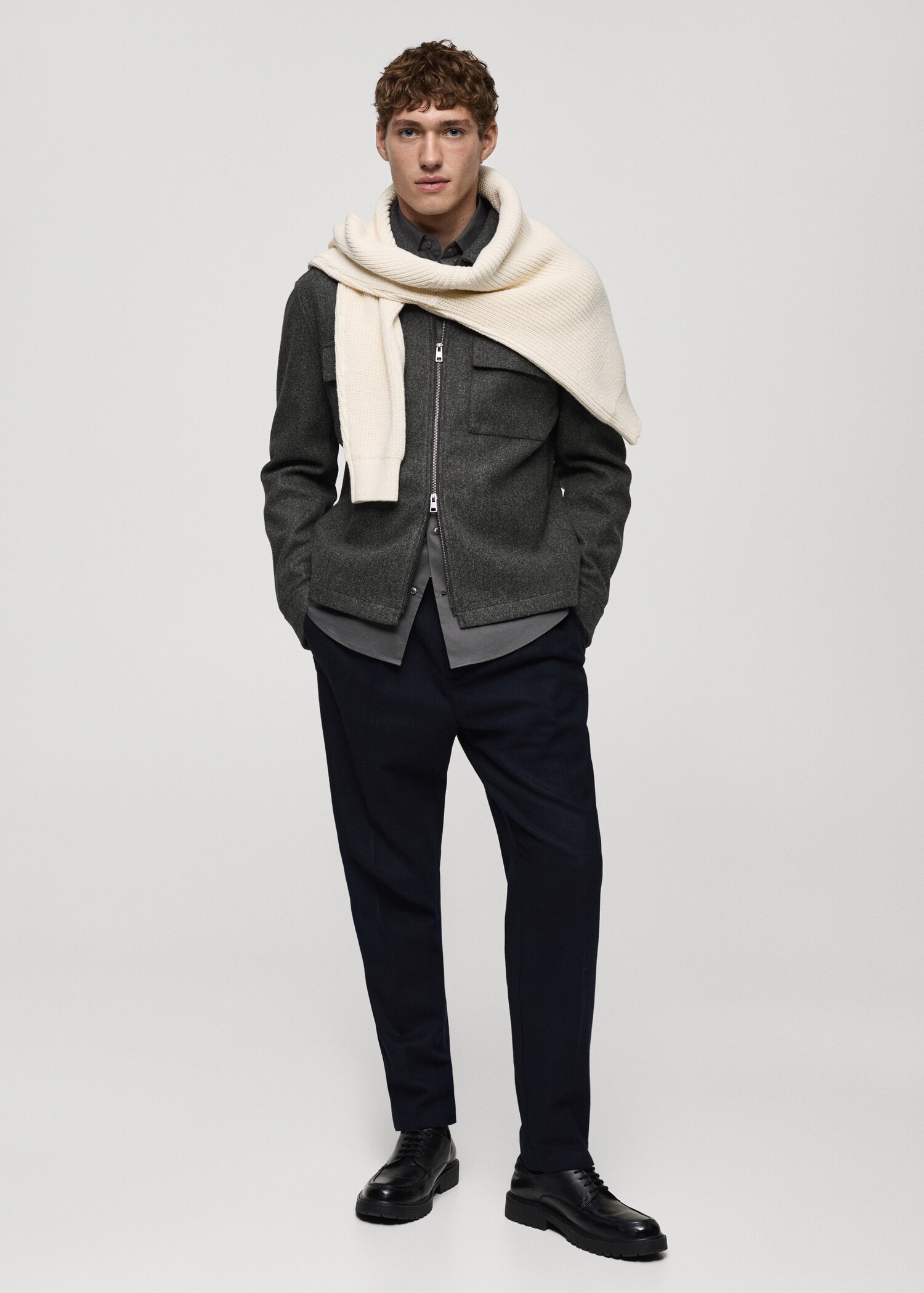 Regular-fit flannel jacket with pockets - General plane