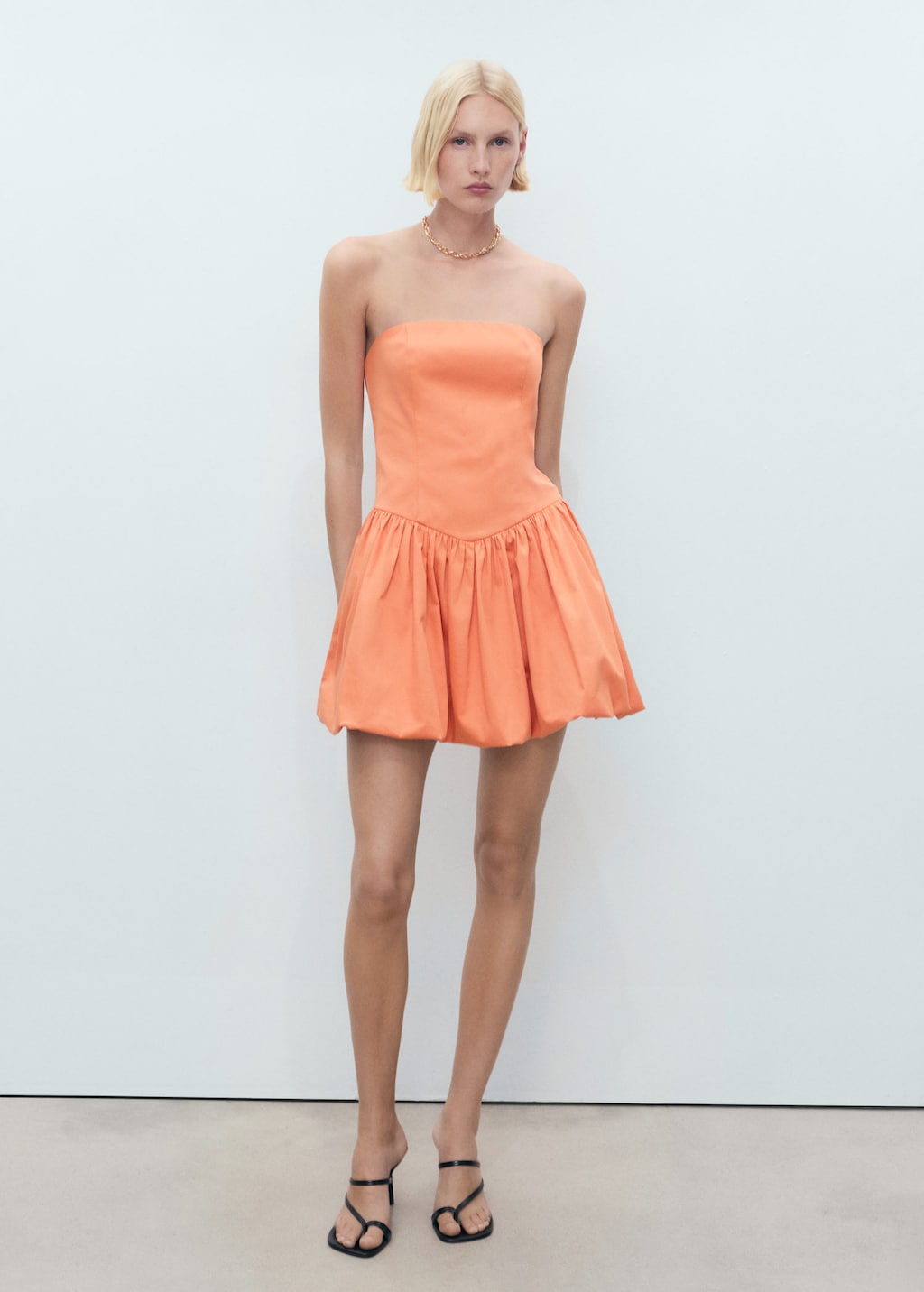 Strapless balloon dress orange – Woman – 6 – MANGO