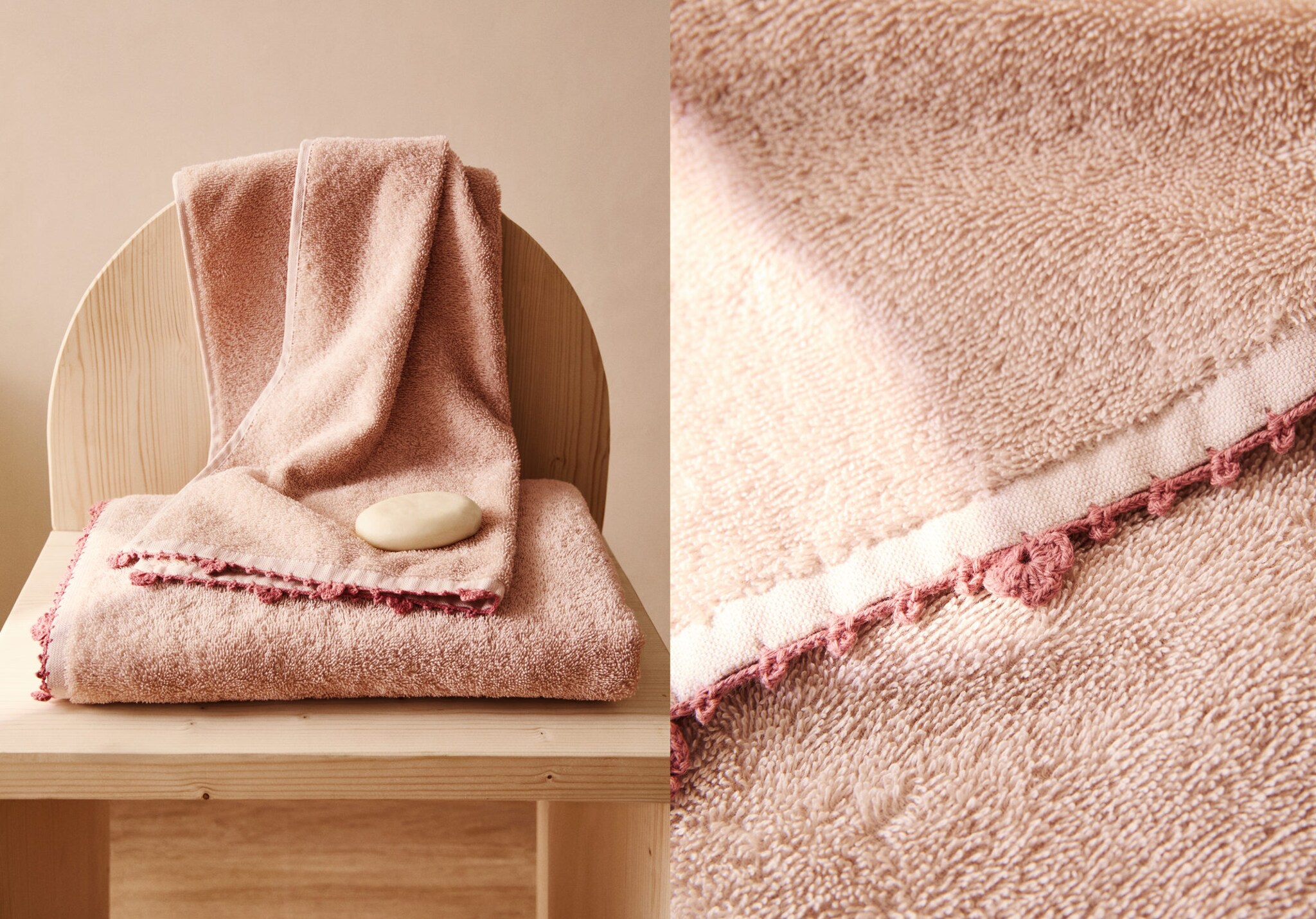 Children's washbasin towel with crochet trim - Panoramic plane