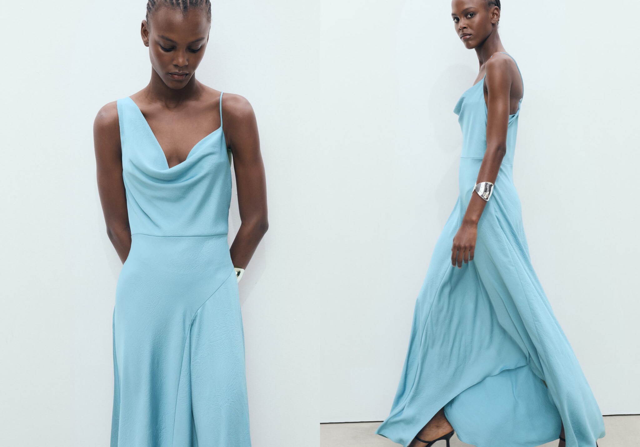 Asymmetrical creased-effect dress - Panoramic plane