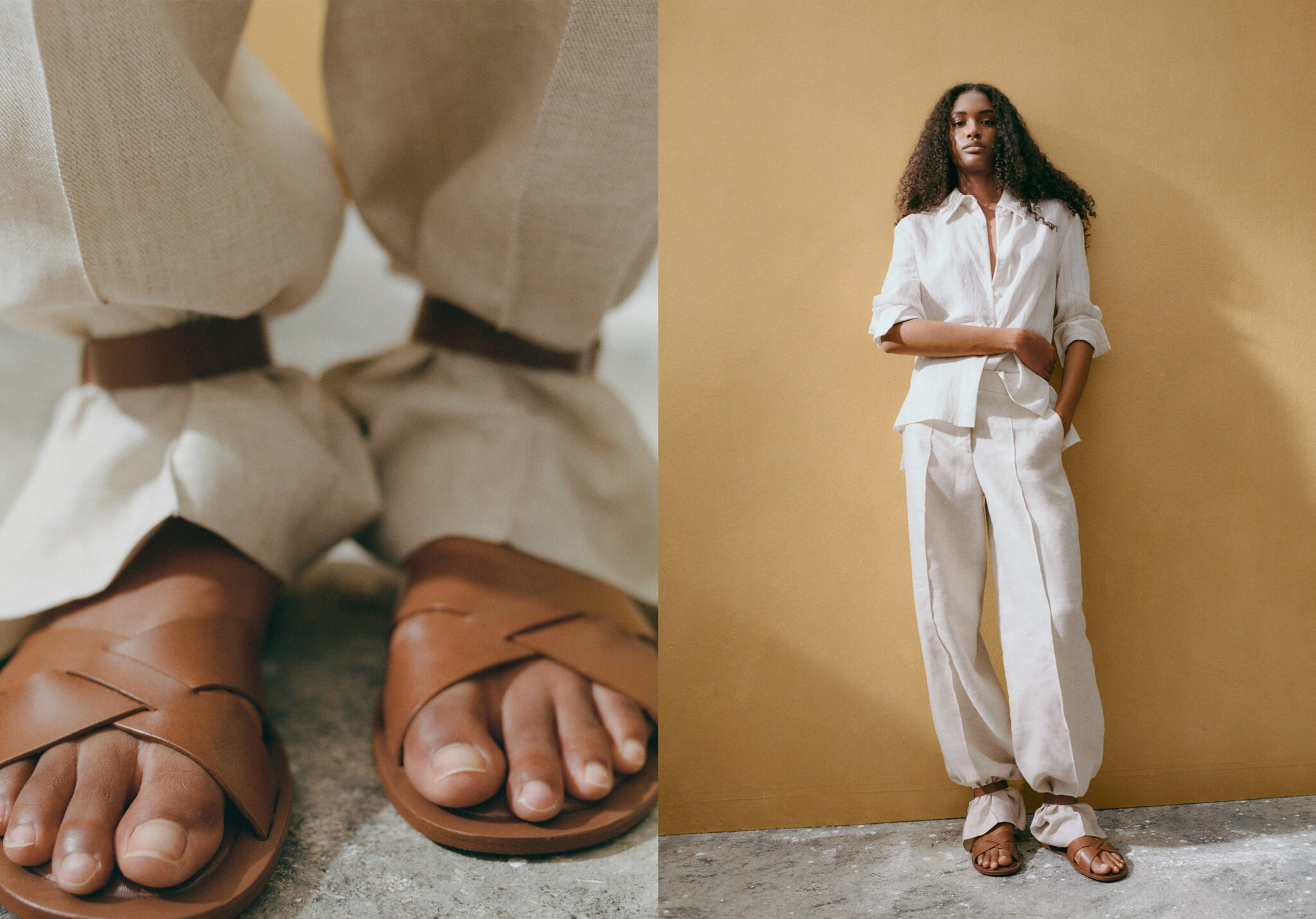 Leather sandals with buckle strap - Panoramic plane