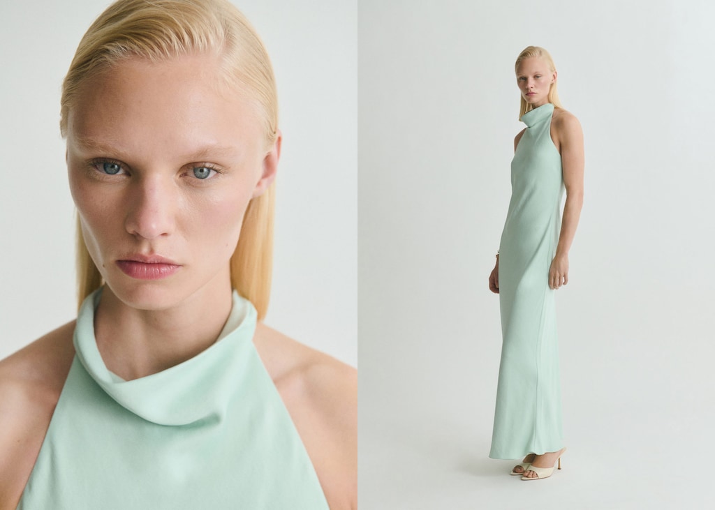 Satin halter neck dress