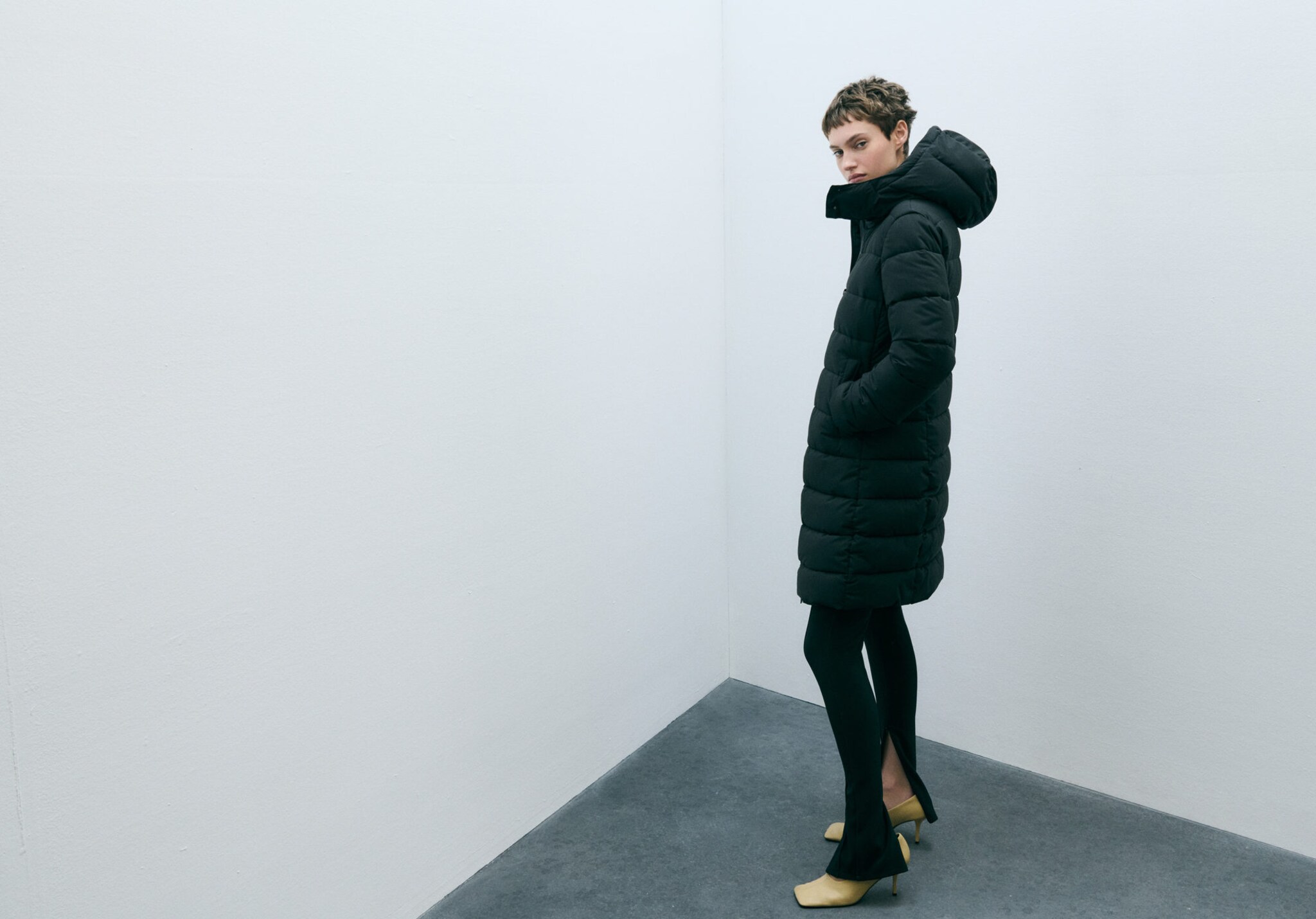 Waterproof padded midi anorak - Panoramic plane