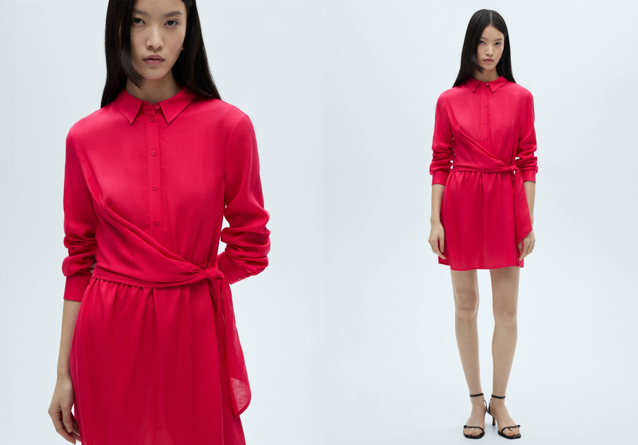 Vestido camisero detalle nudo - Plano panorámico