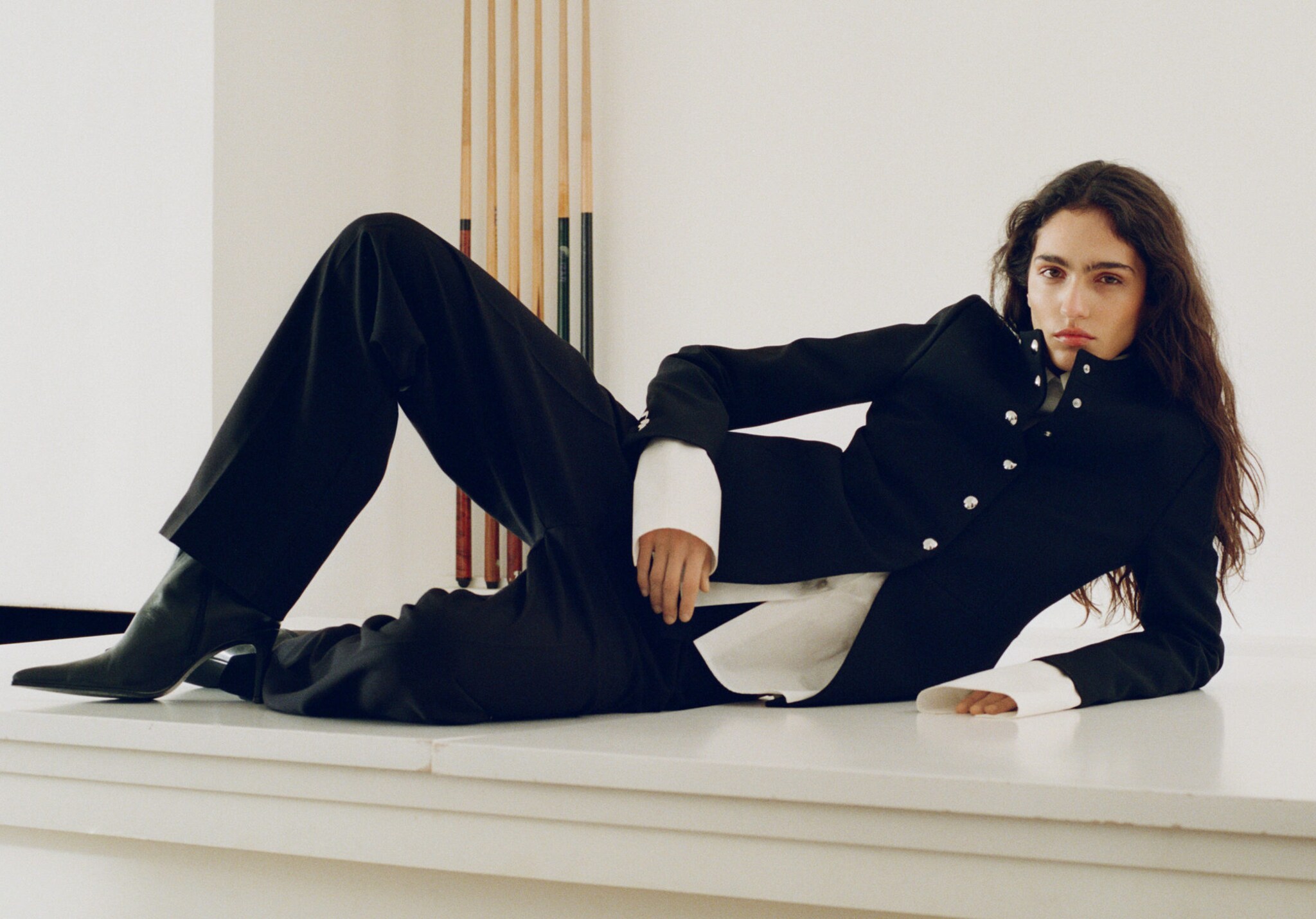 Jacket with jewel-button strip collar - Panoramic plane
