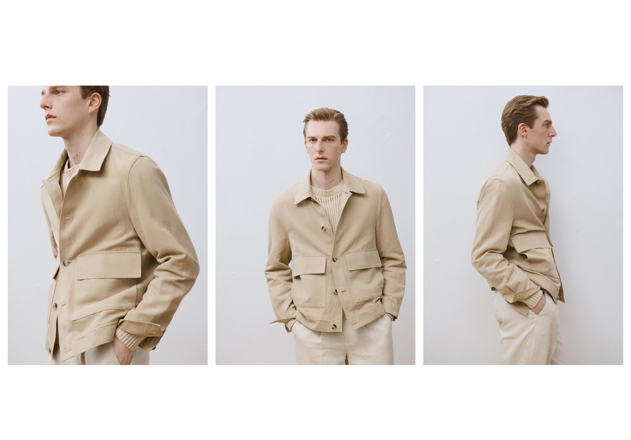 Linen-blend jacket with pockets - Panoramic plane