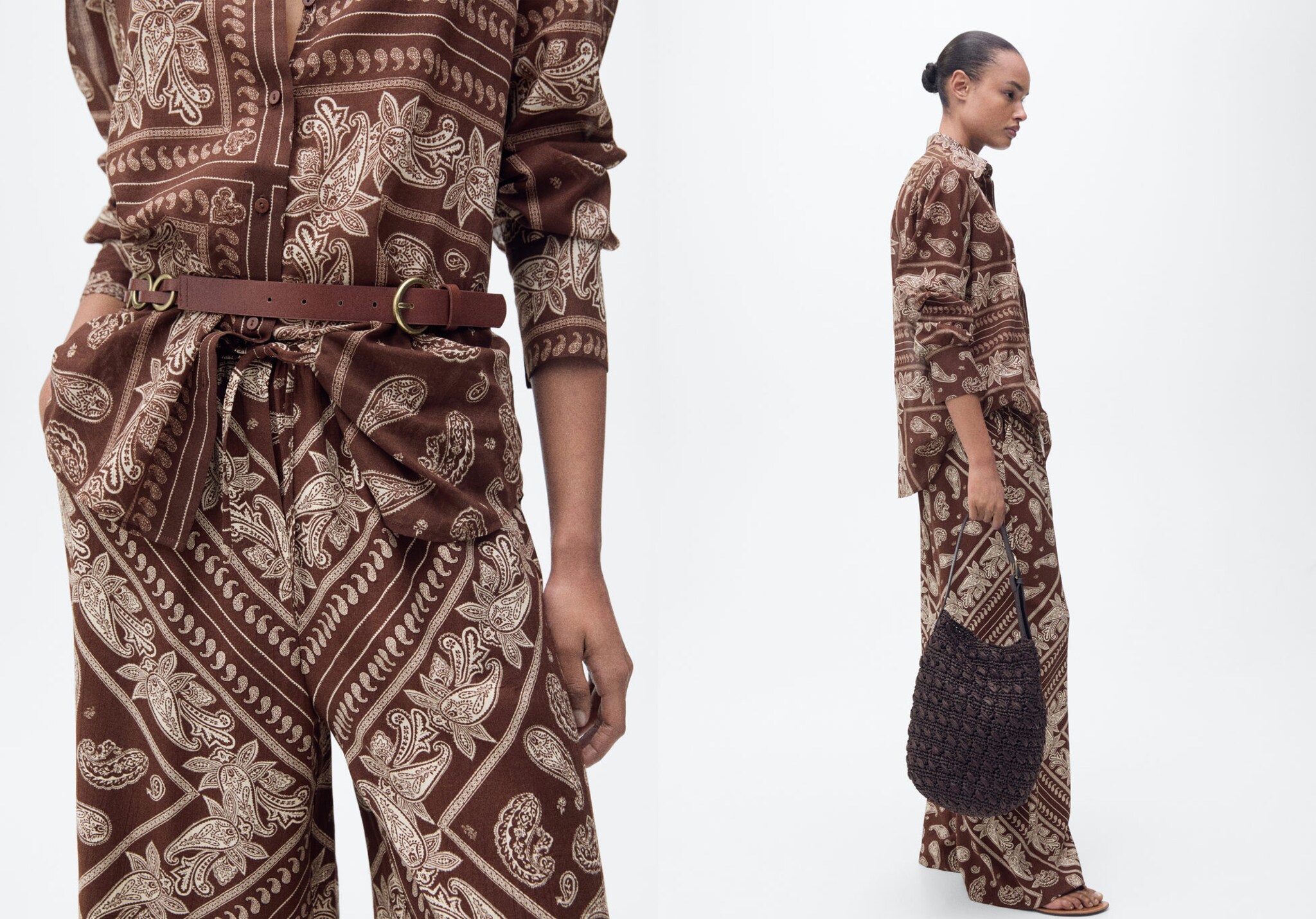 Paisley-print wideleg trousers - Panoramic plane